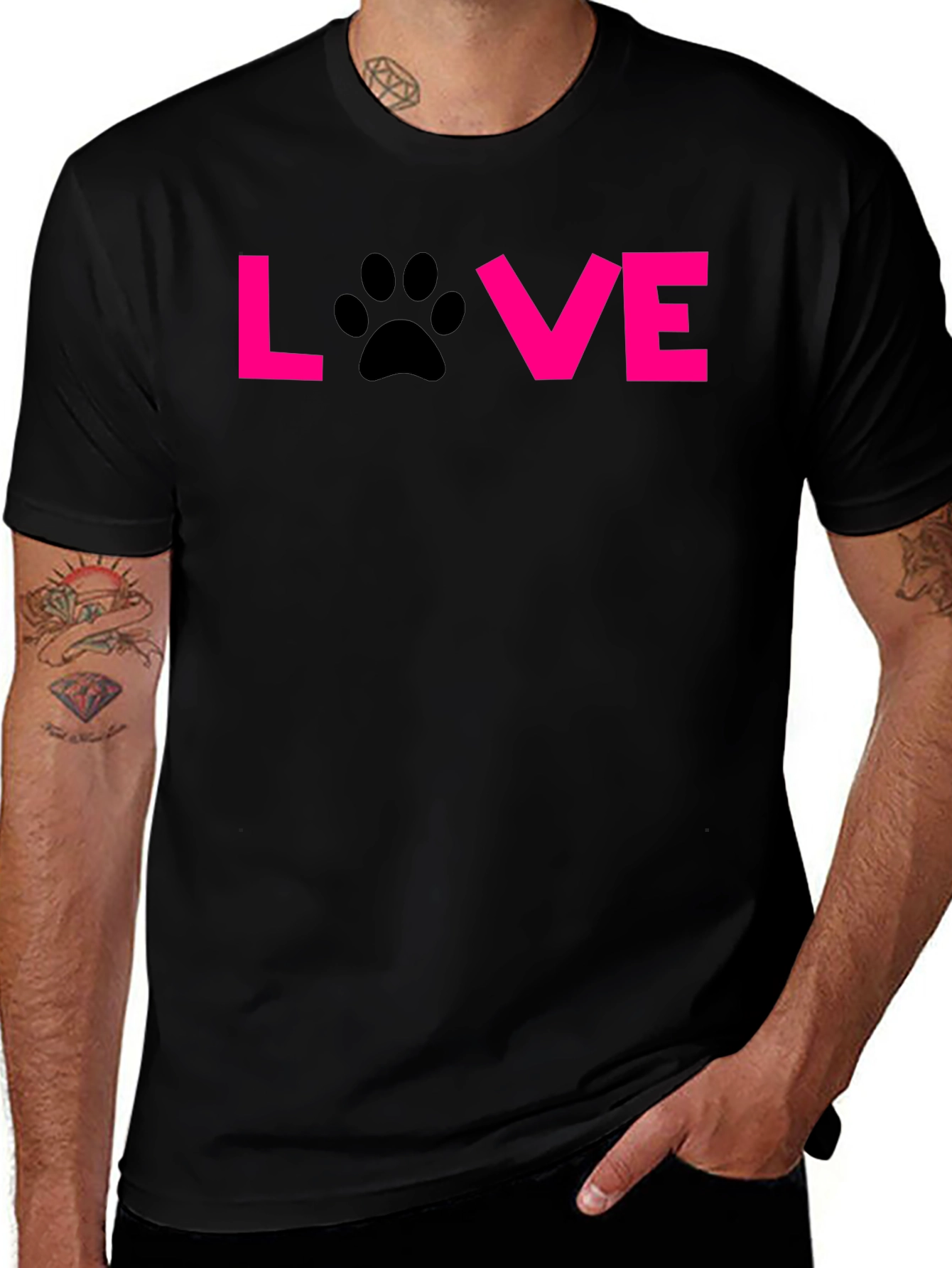 Variant 6 of Love Paw Print T-Shirt - Black Casual Tee