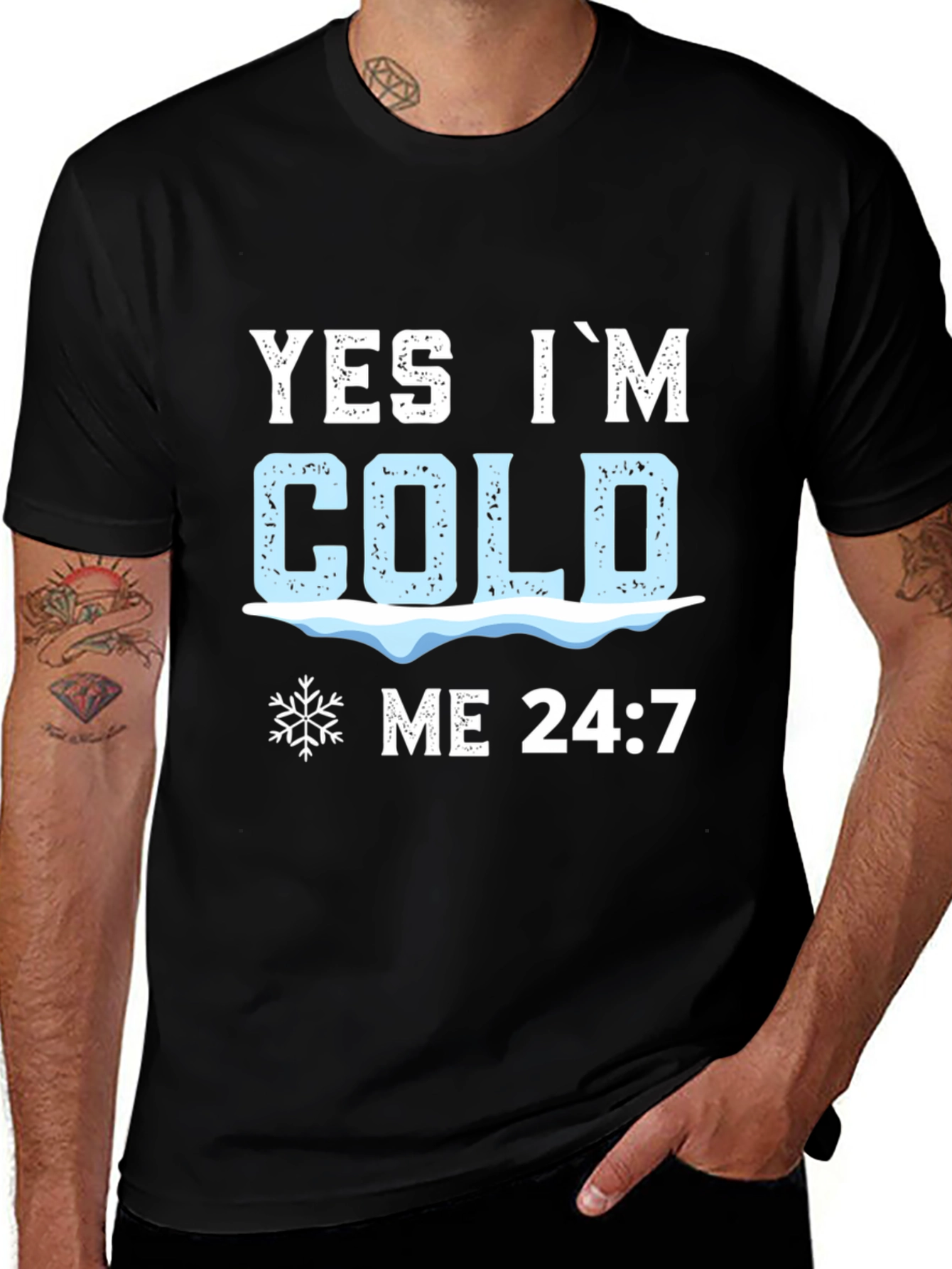 Variant 3 of Yes I'm Cold T-Shirt - 24/7 Snowflake Design