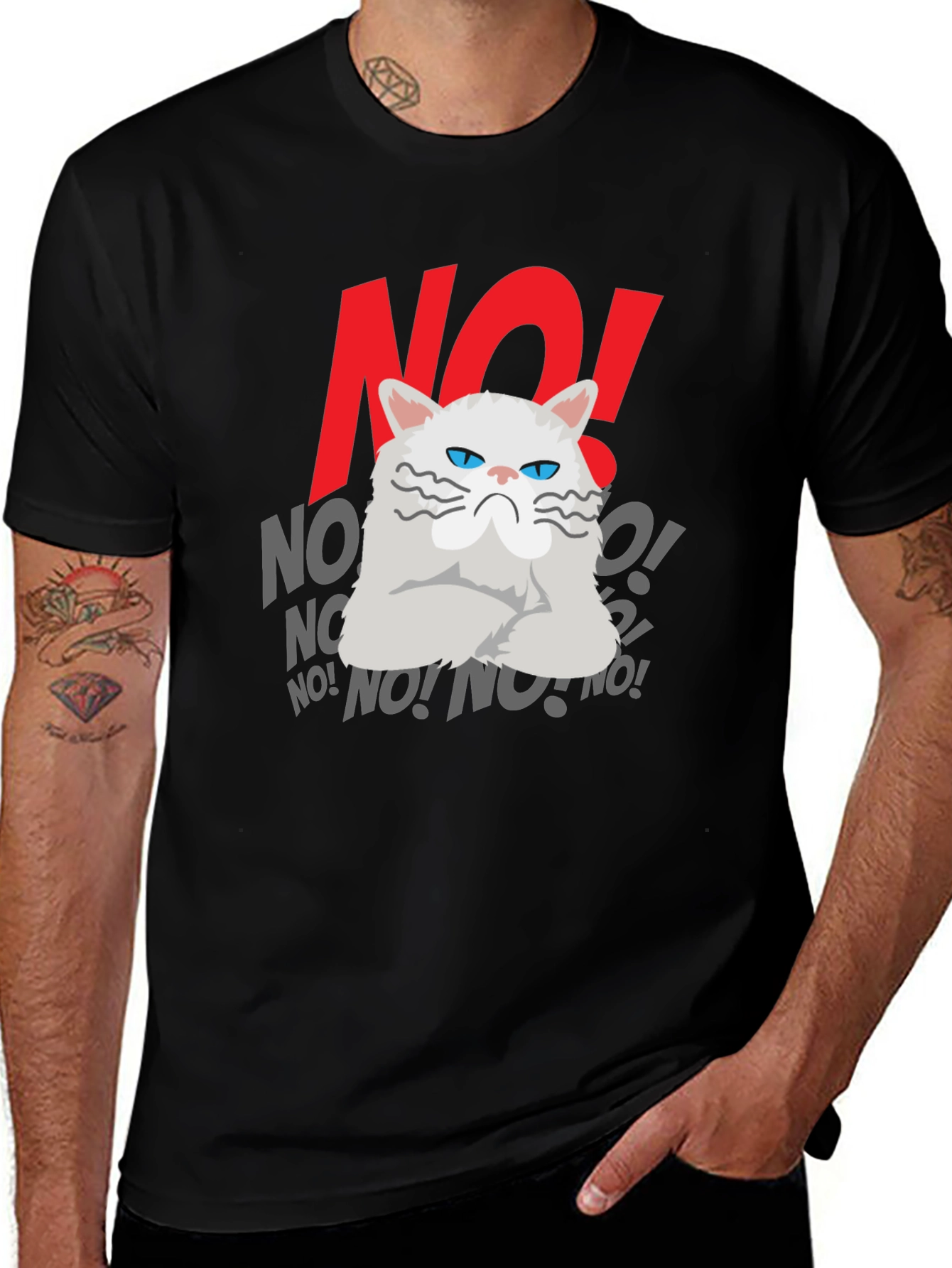 Variant 12 of Grumpy Cat NO! Graphic Tee - Men's Black T-Shirt
