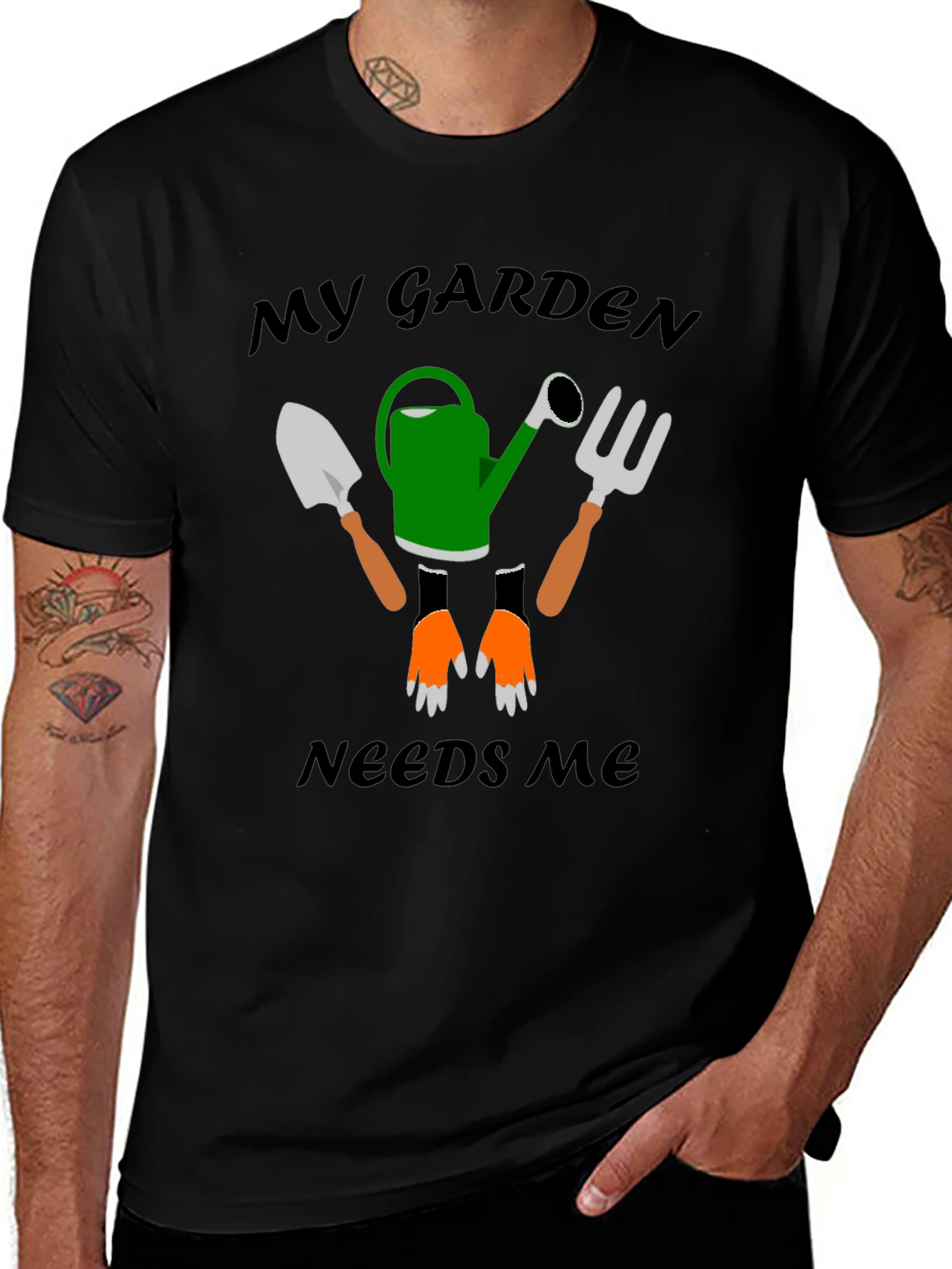 Black My Garden Needs Me Graphic T-Shirt main image