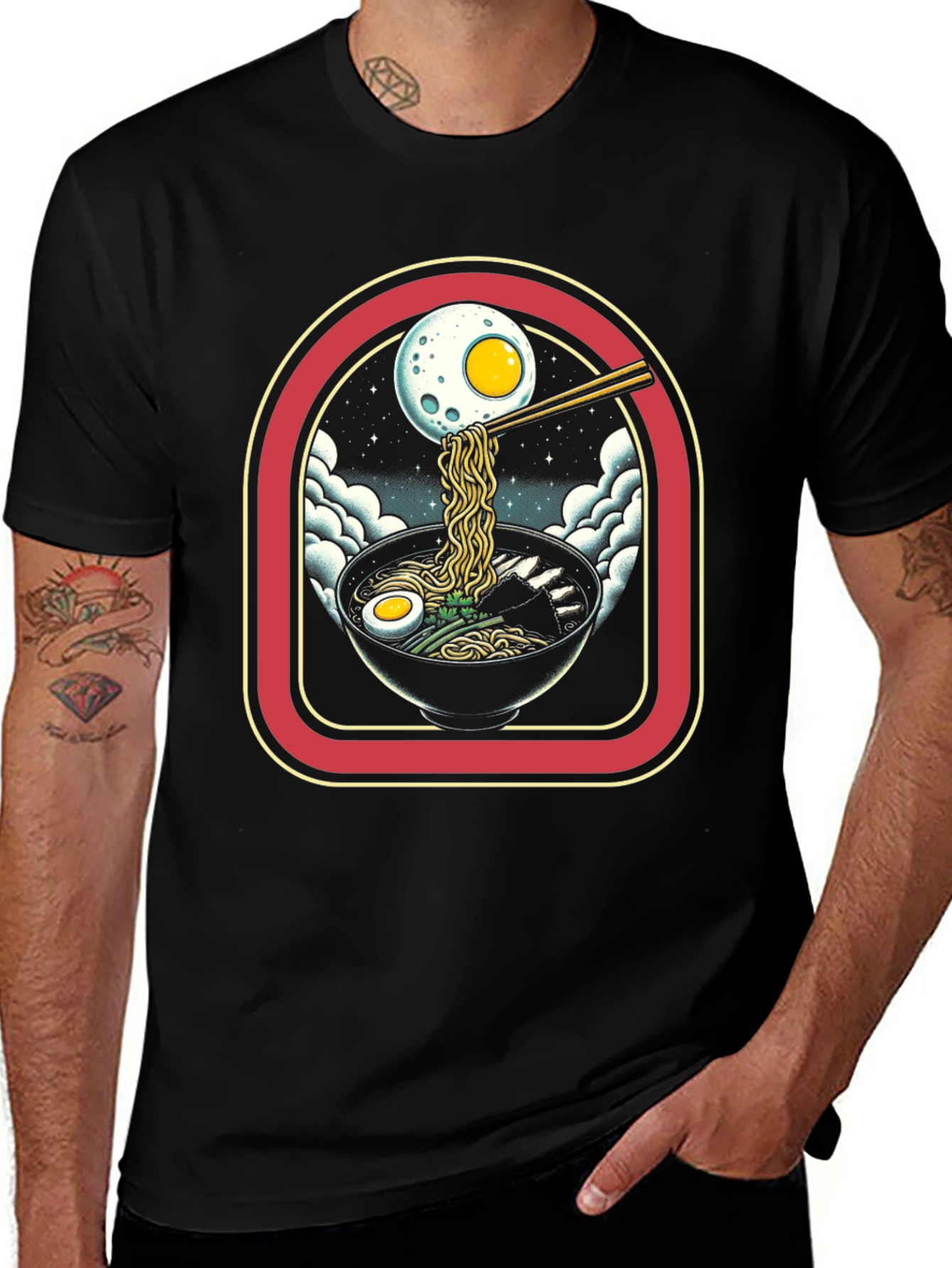 Variant 7 of Ramen Moon T-Shirt - Lunar Noodle Design