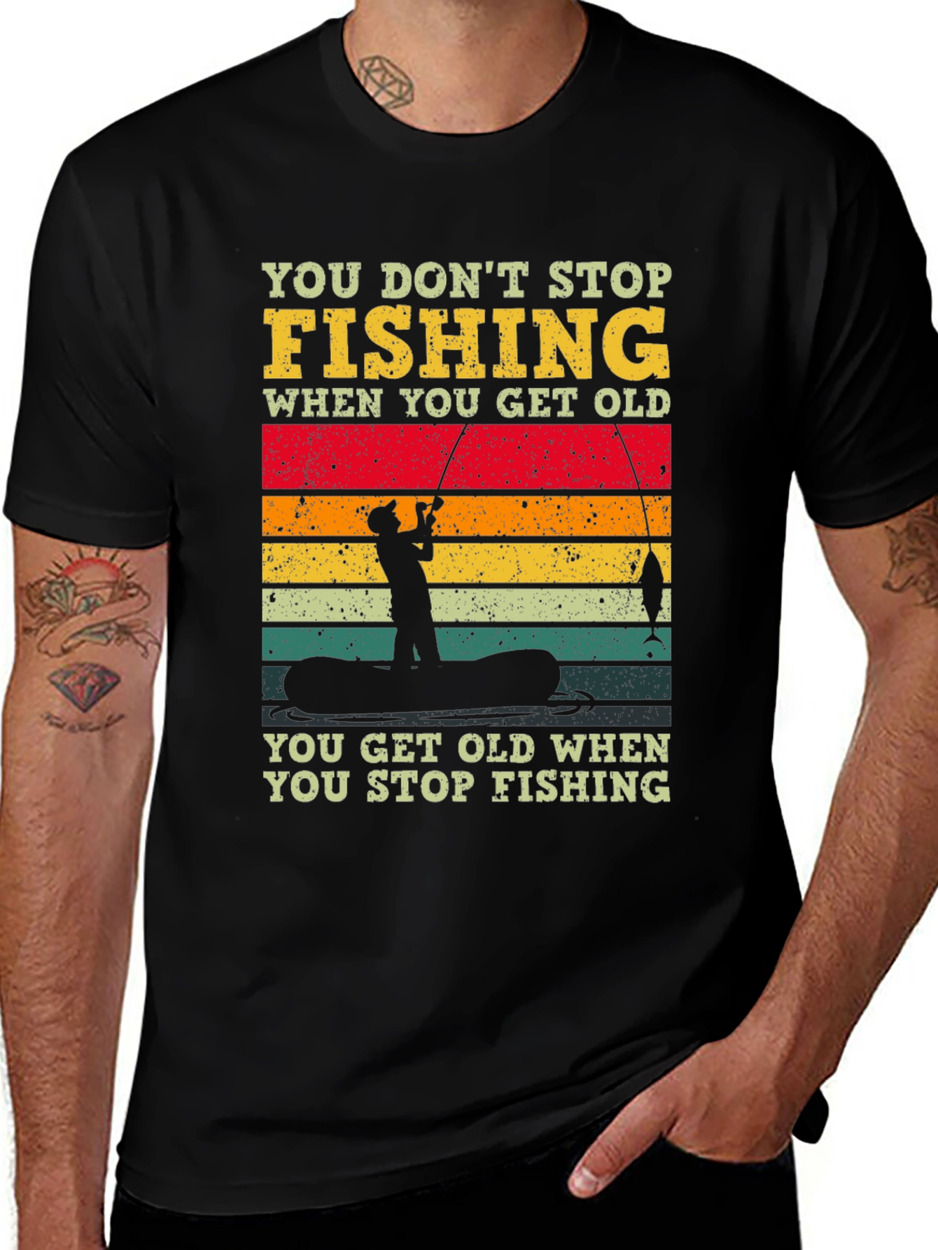 Variant 21 of Fishing T-Shirt - You Don't Stop Fishing Graphic Tee