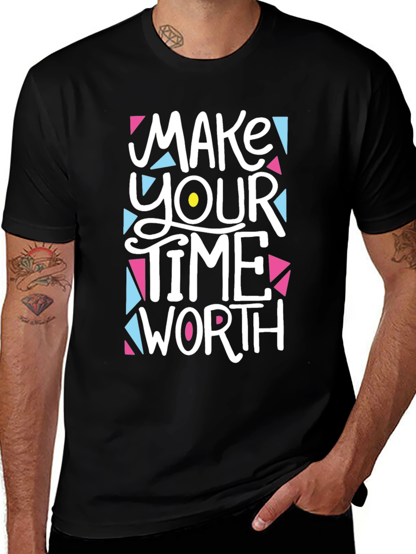 Variant 21 of Make Your Time Worth Black Graphic Tee