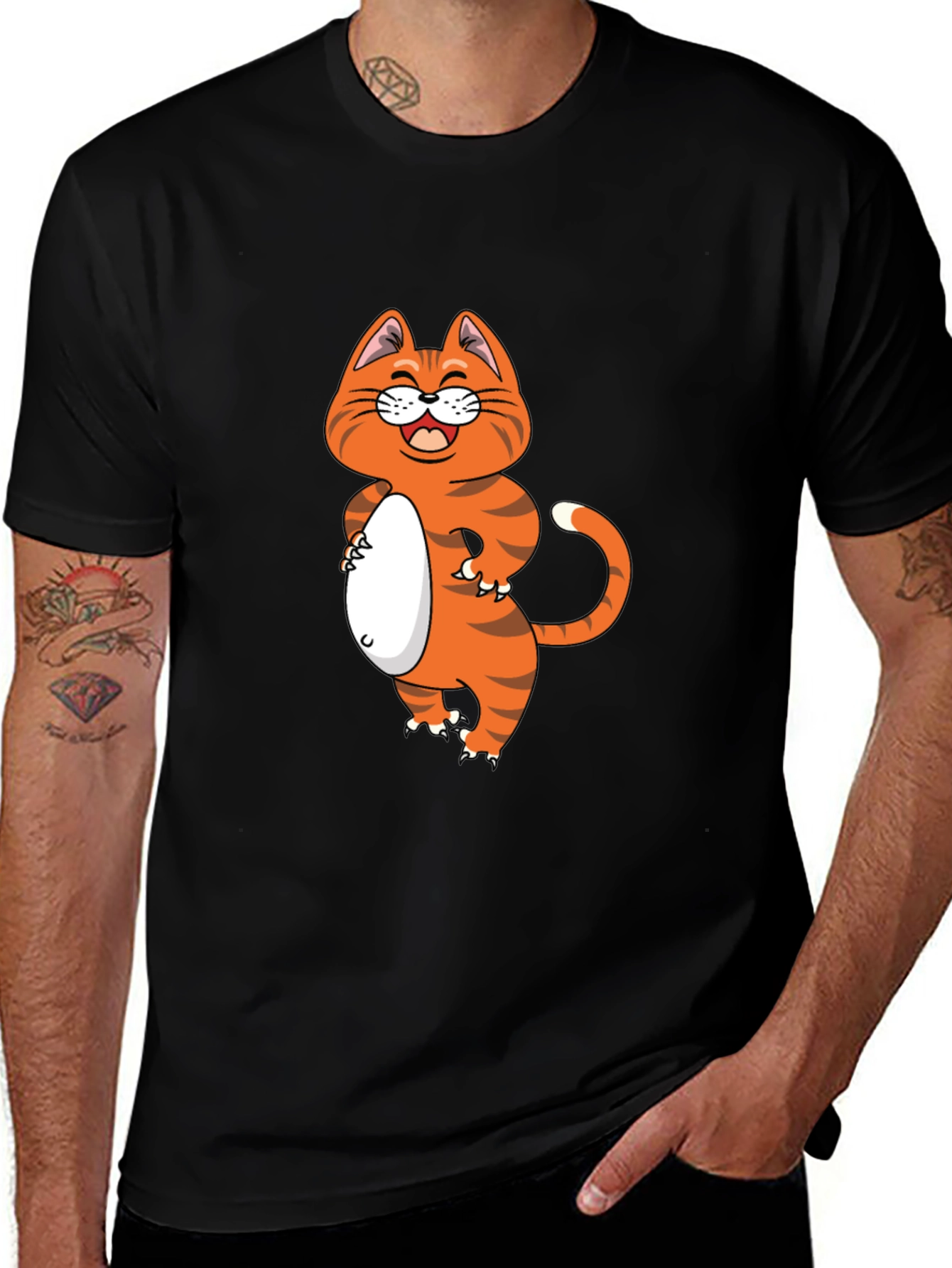 Variant 18 of Funny Cat Graphic Tee - Black