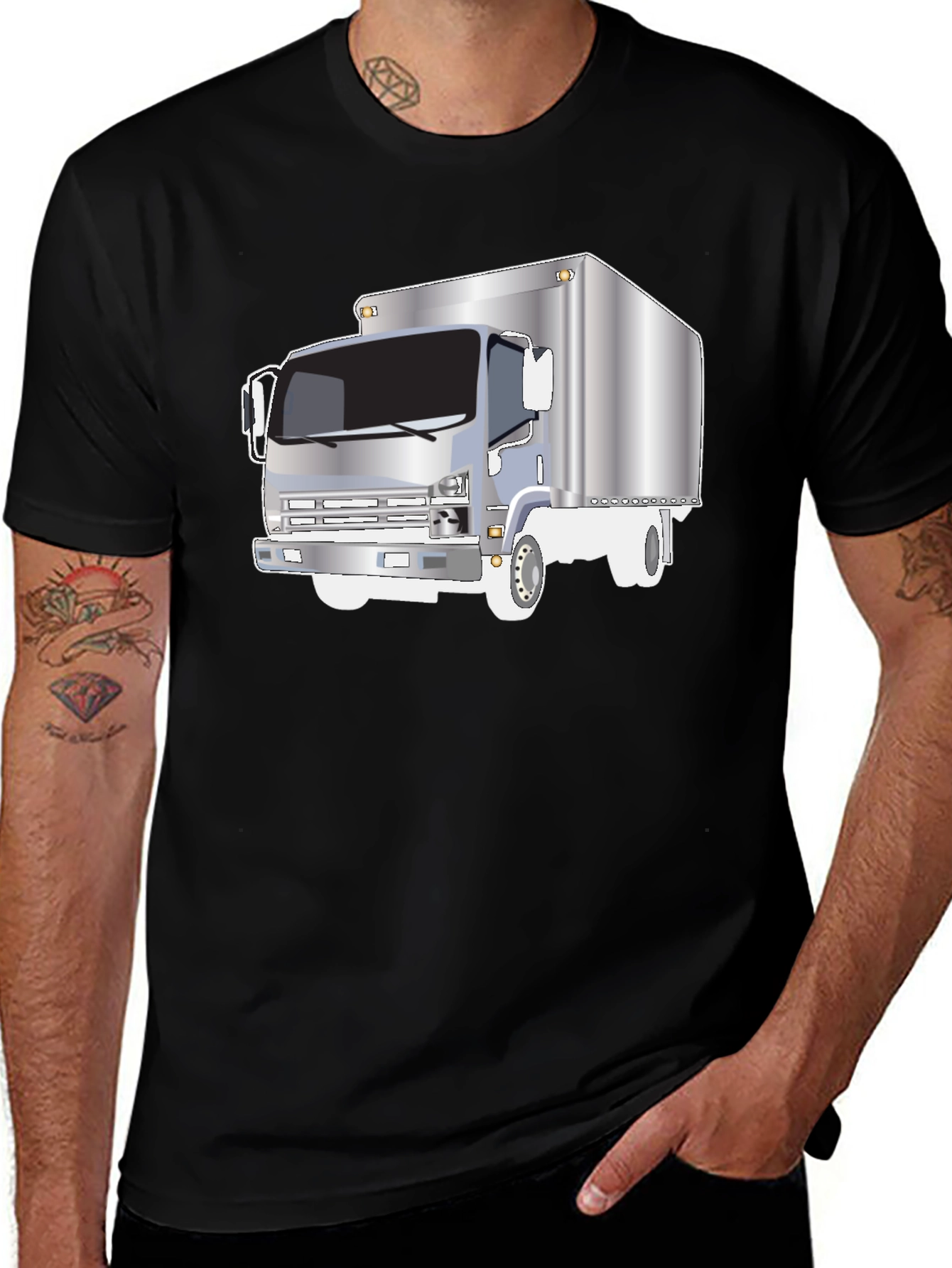 Variant 4 of Truck Graphic Tee - Black Cotton Blend