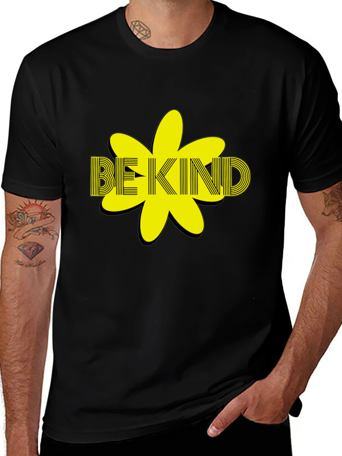 Variant 25 of Be Kind Graphic Tee - Black Cotton T-Shirt