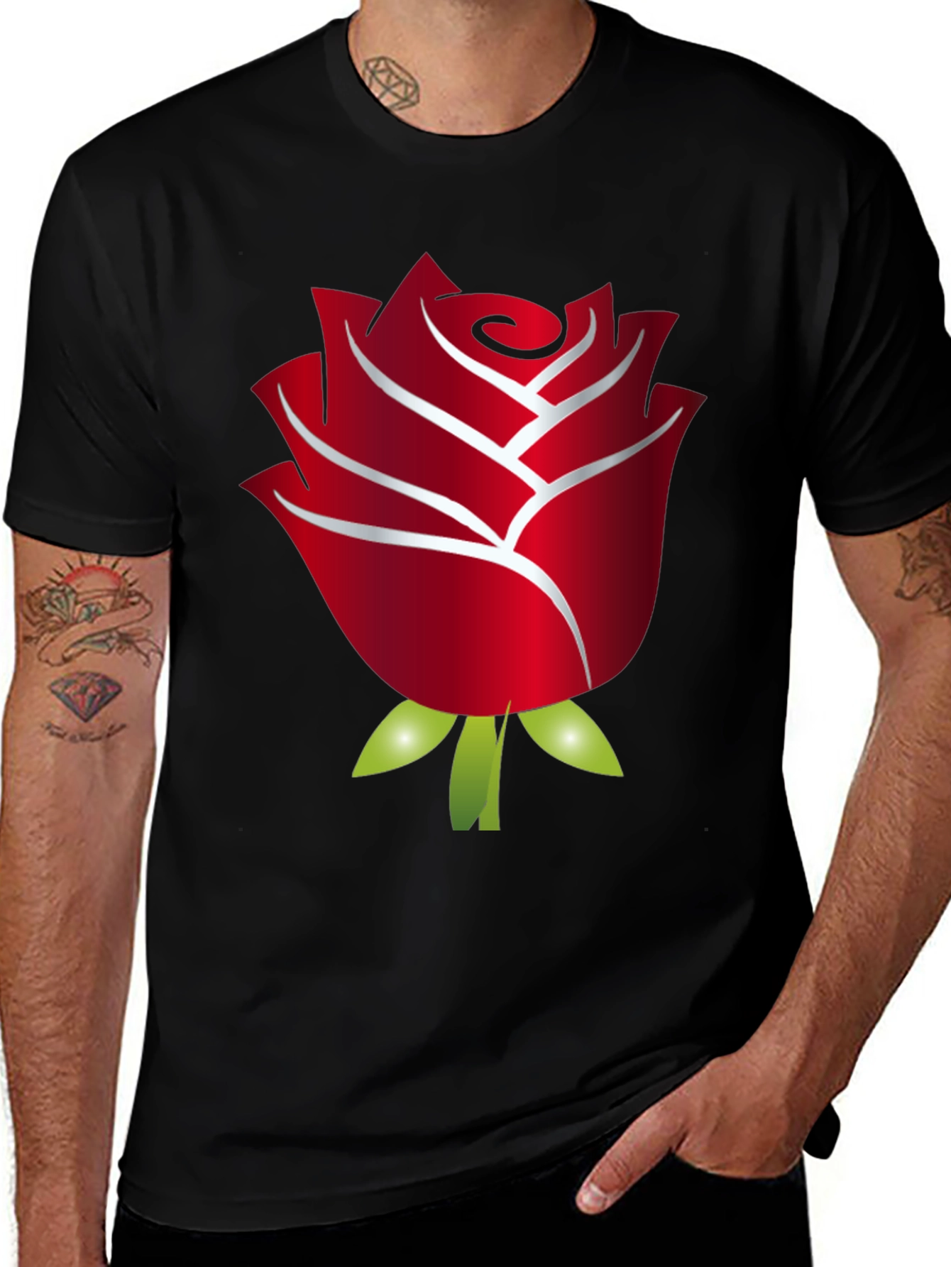 Variant 10 of Bold Rose Graphic Black T-Shirt