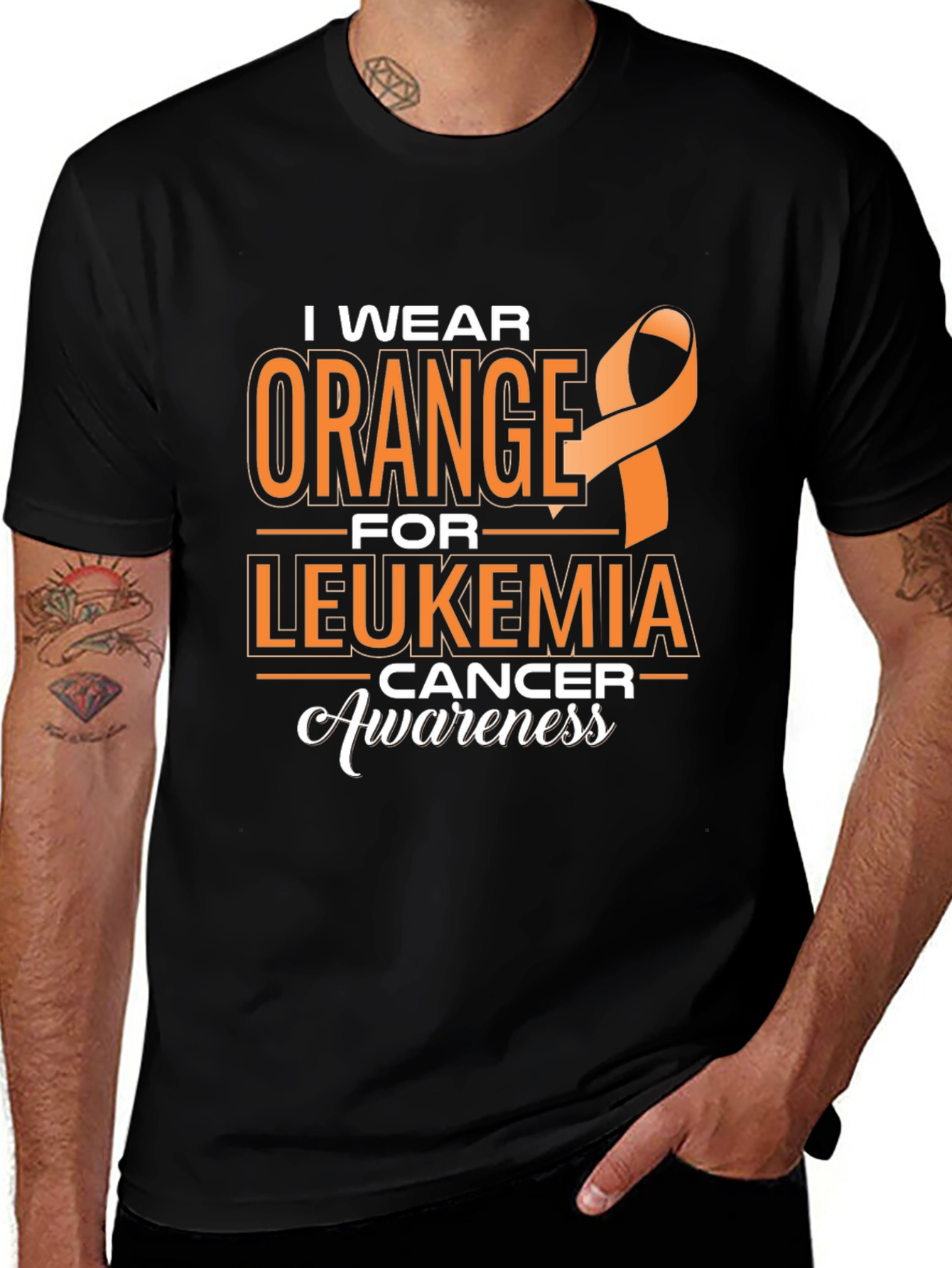 Leukemia Awareness T-Shirt: I Wear Orange Ribbon