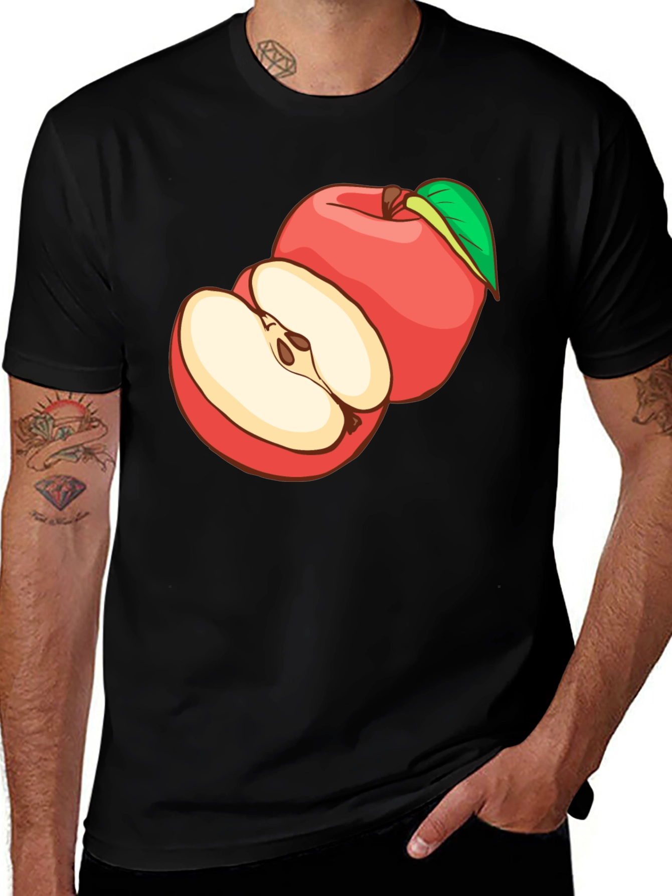 Variant 10 of Apple Graphic Print Black T-Shirt