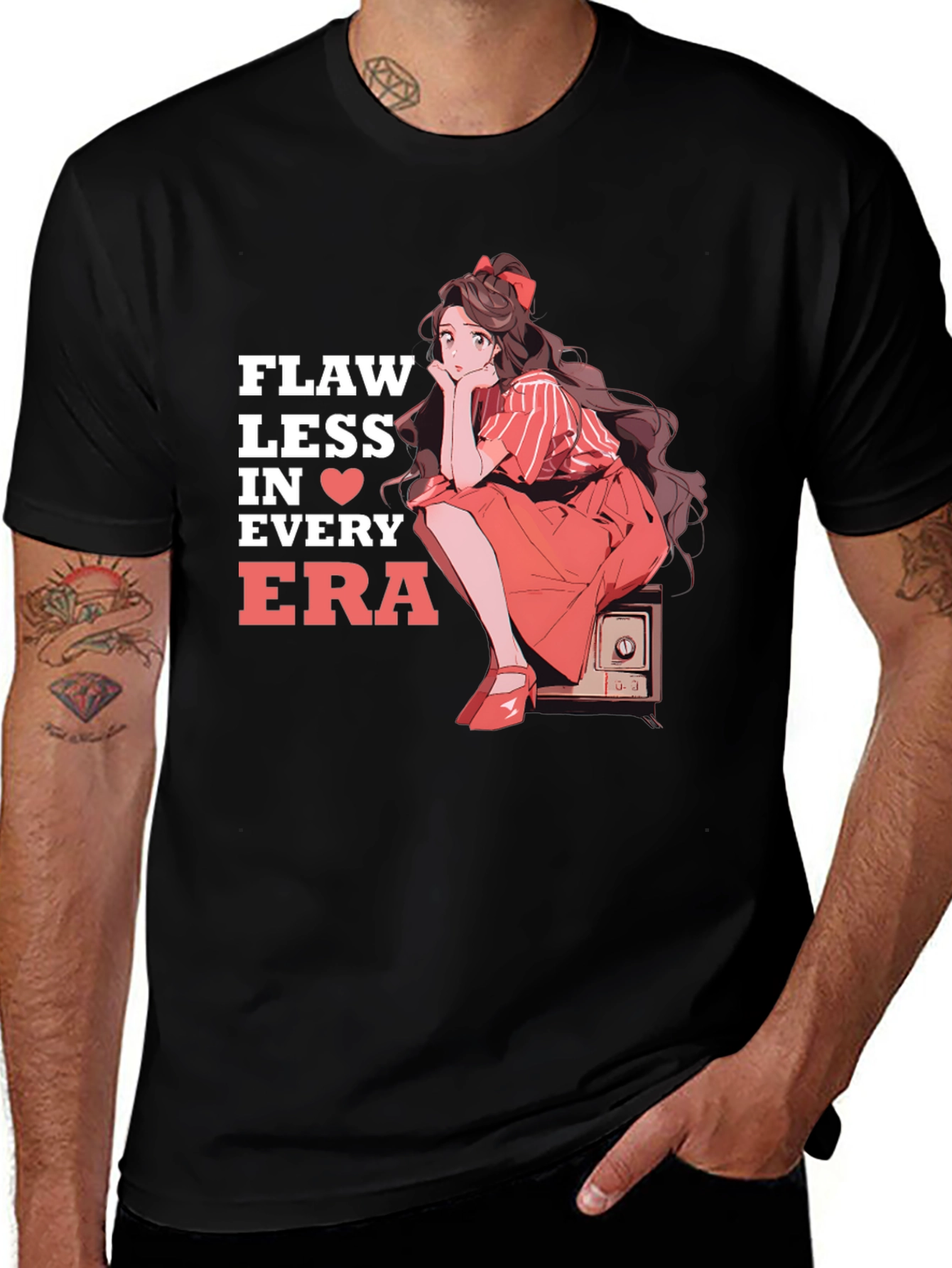 Variant 28 of Flawless in Every Era Anime Girl Graphic Tee - Black