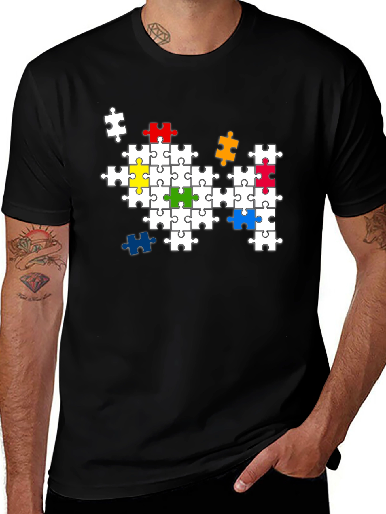 Variant 23 of Autism Awareness Puzzle Piece Graphic T-Shirt