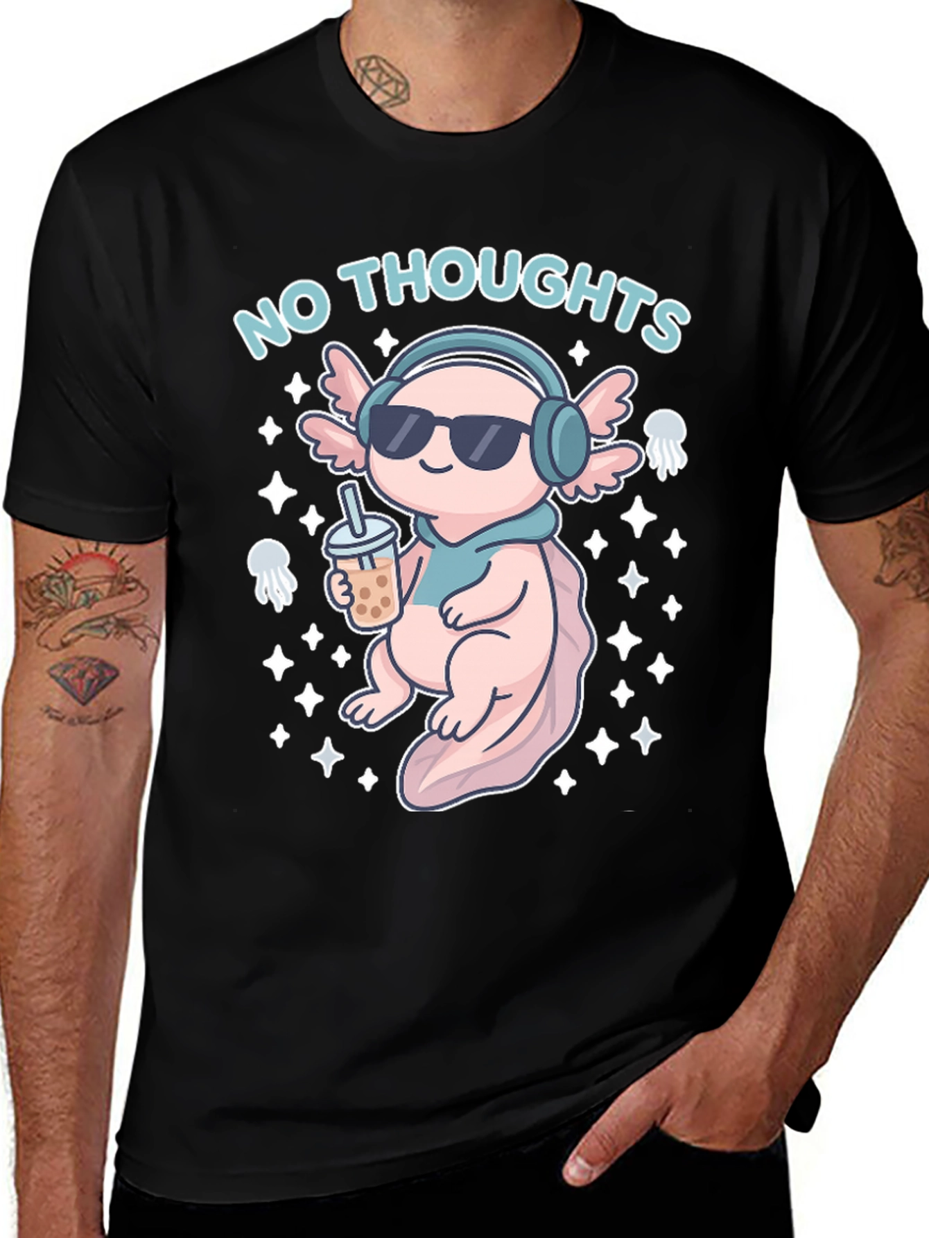 Variant 30 of No Thoughts Axolotl Bubble Tea T-Shirt