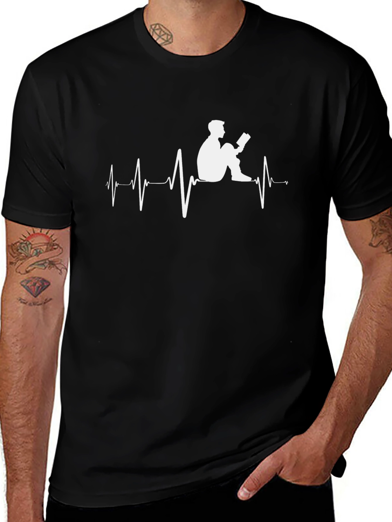 Variant 9 of Book Lover's Heartbeat T-Shirt - Read Your Heart Out!