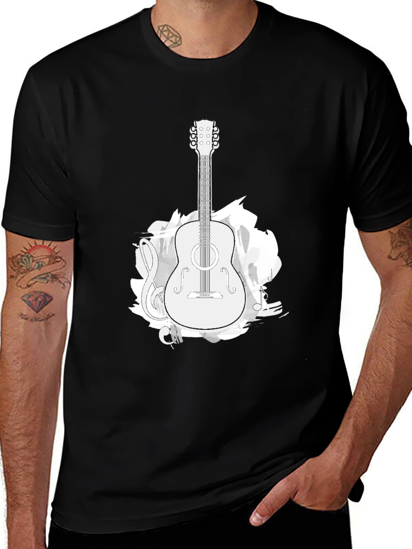 Variant 12 of Guitar Music Graphic T-Shirt - Black