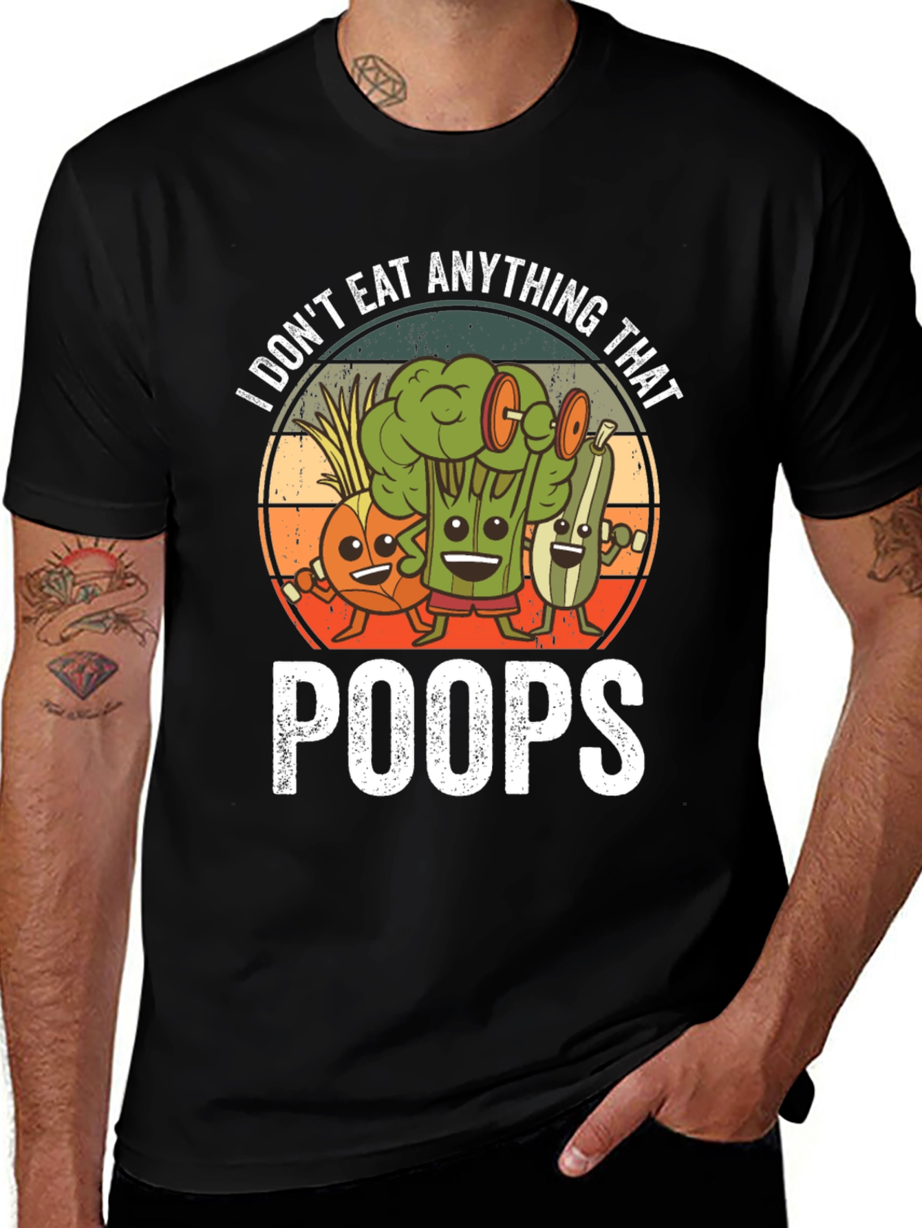 Variant 8 of Vegan Graphic T-Shirt: "I Don't Eat Anything That Poops"