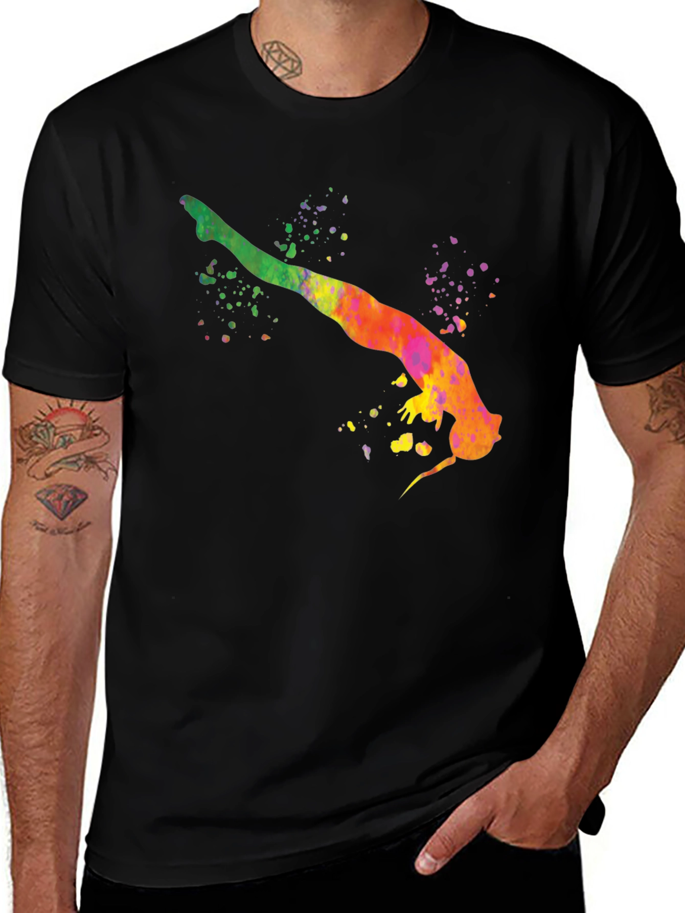 Variant 8 of Watercolor Gymnast Black T-Shirt