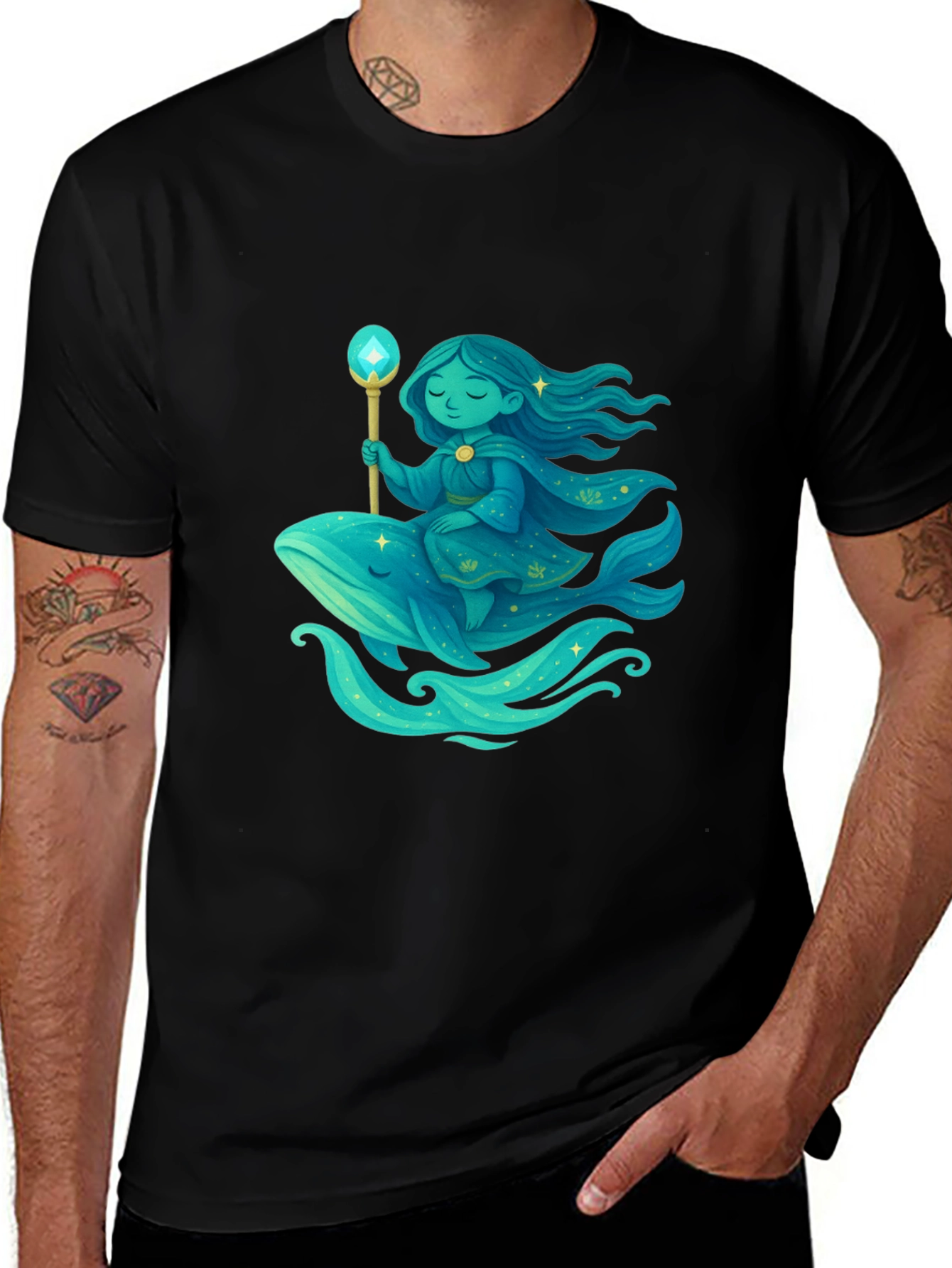 Variant 22 of Whimsical Whale Rider Graphic Tee