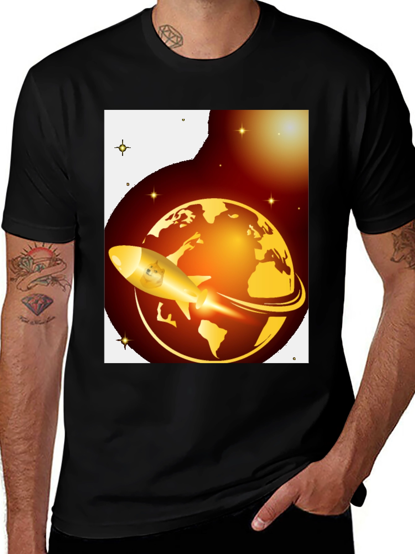 Variant 17 of Dogecoin to the Moon Black T-Shirt