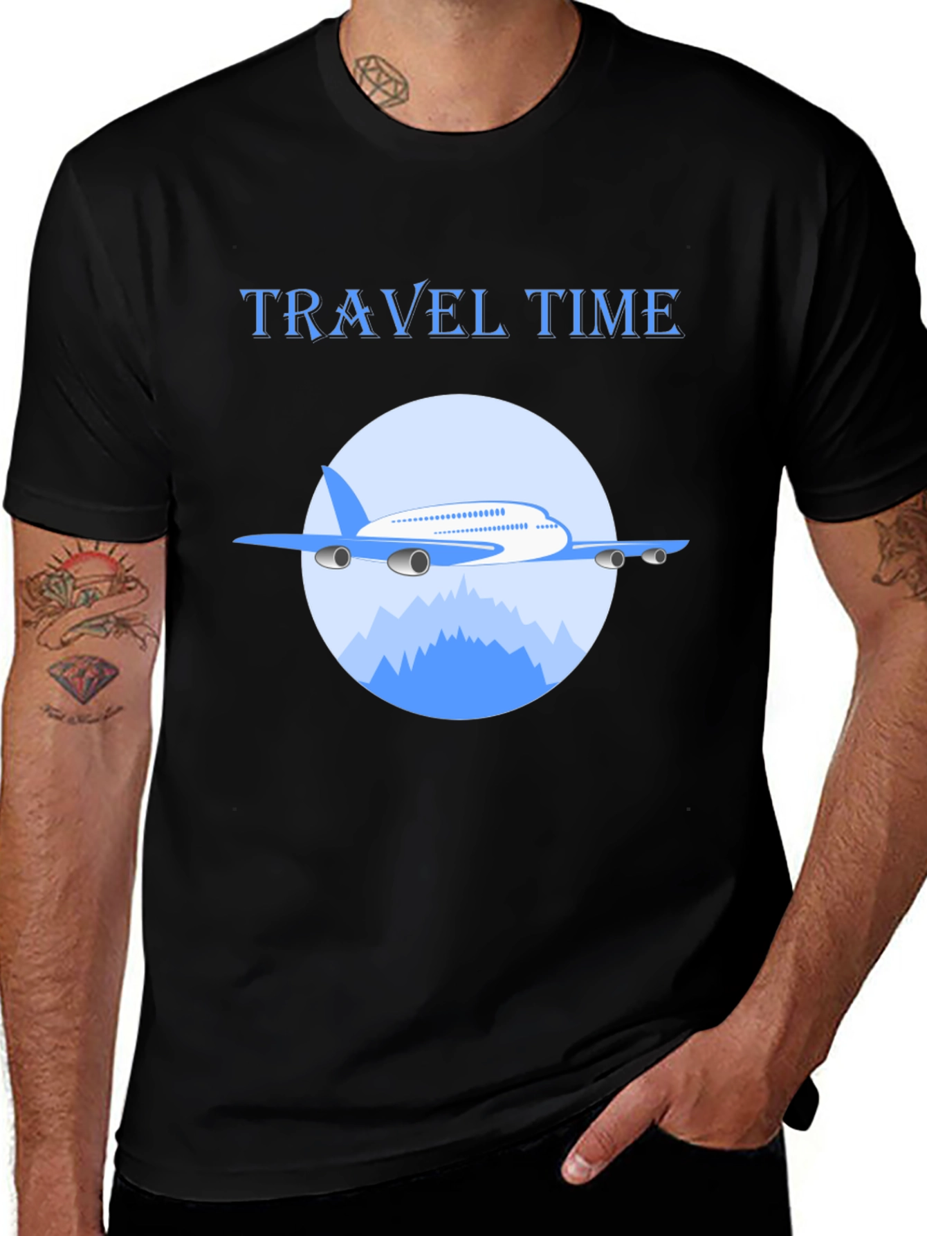 Black Travel Time Graphic Tee main image