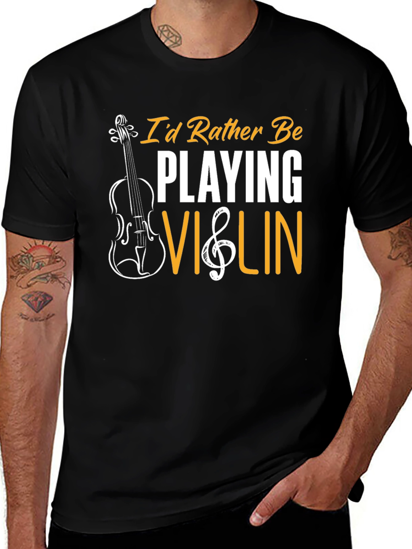 Variant 21 of Violin Lover T-Shirt - I'd Rather Be Playing