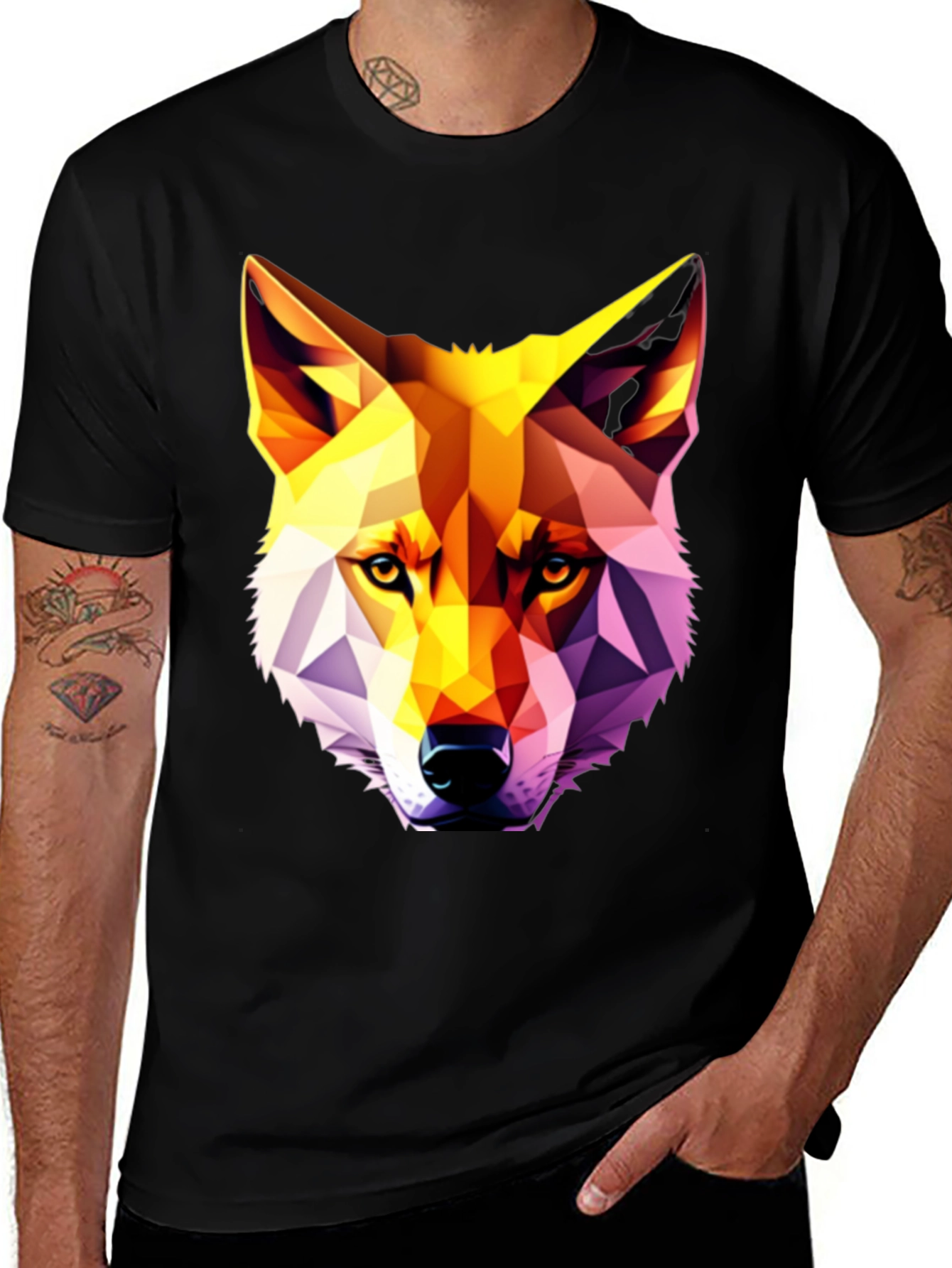 Variant 15 of Geometric Wolf Graphic Tee - Modern Art Shirt