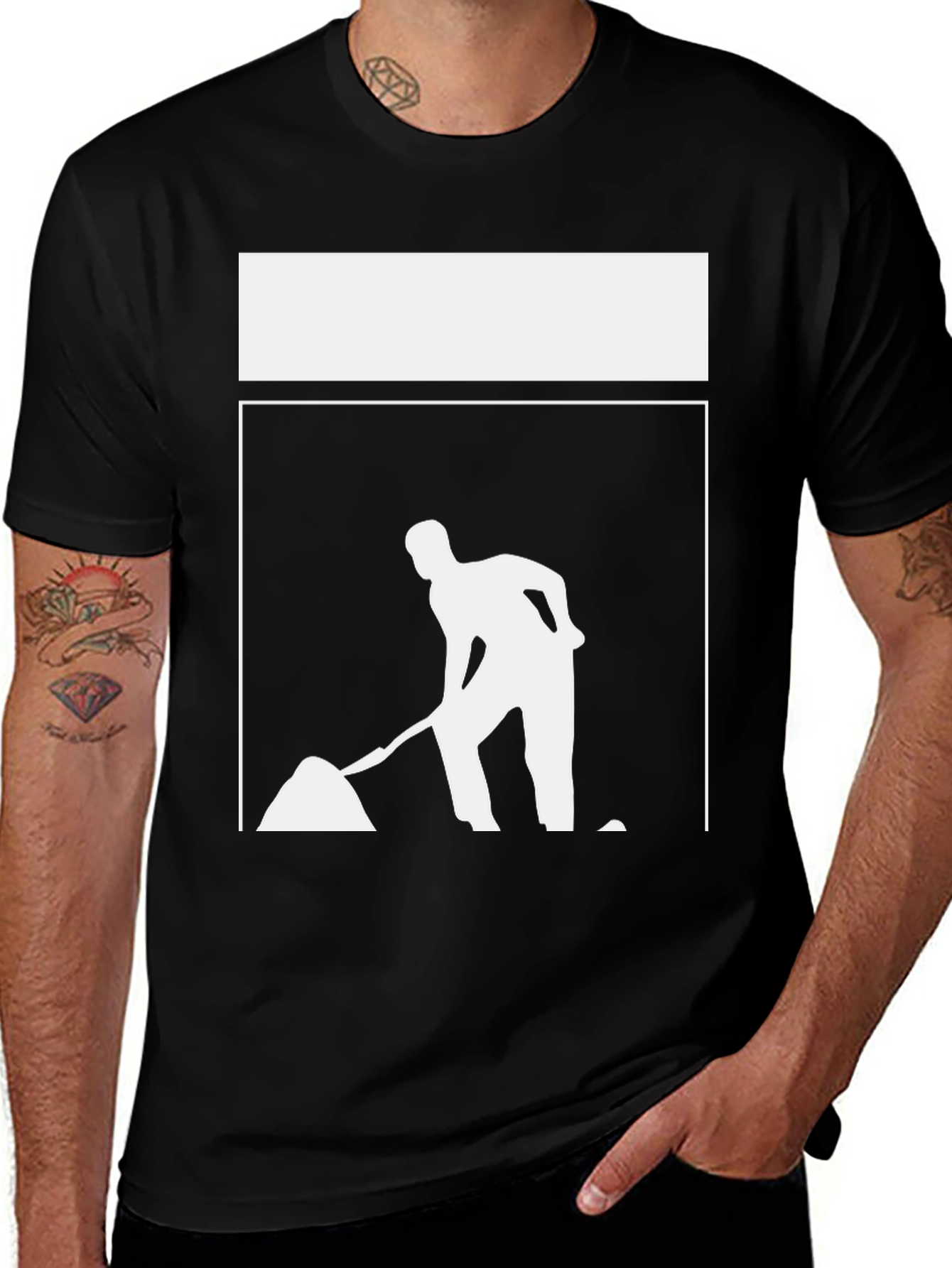 Variant 25 of Construction Worker Graphic Tee - Black Cotton T-Shirt