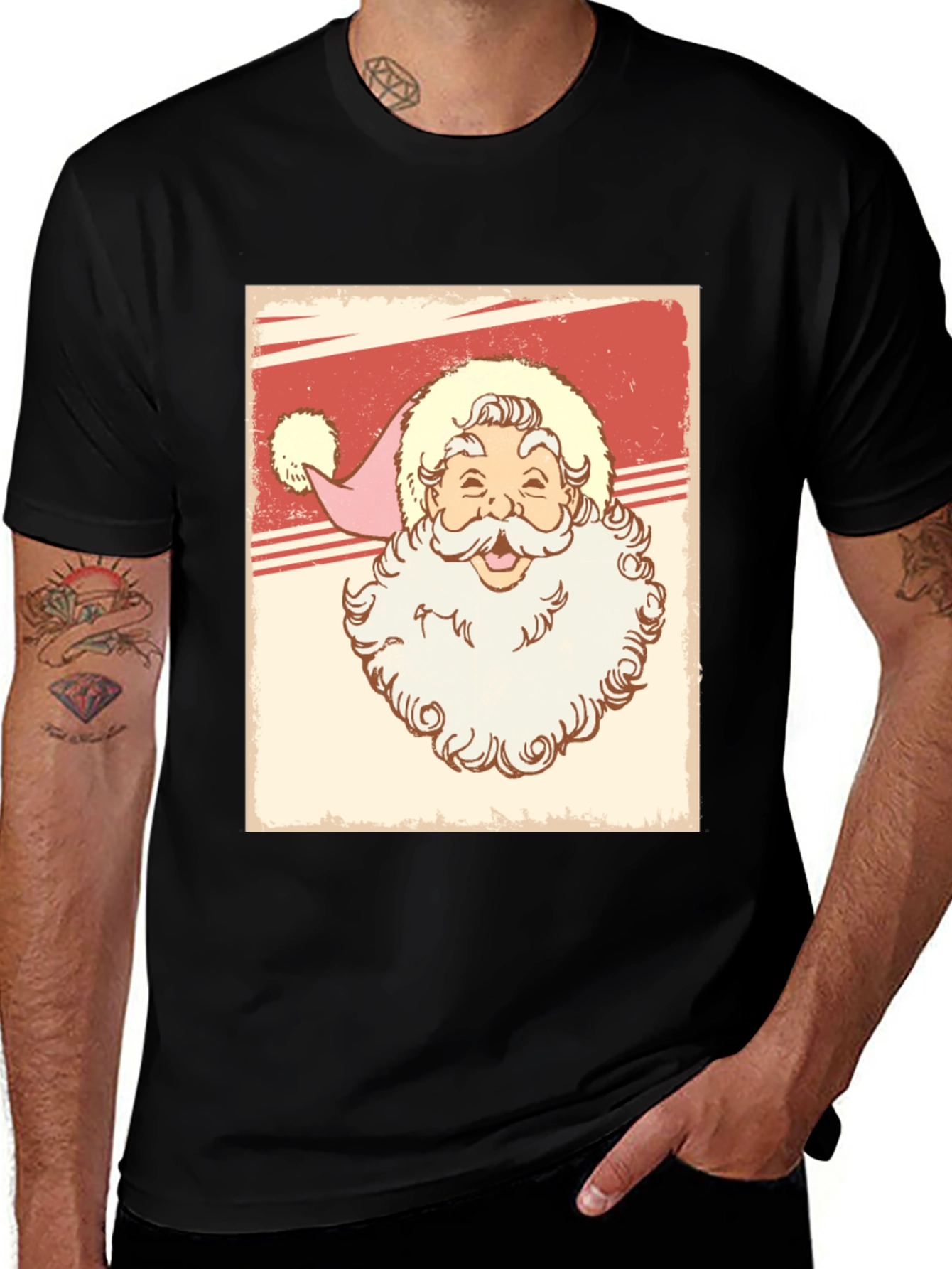 Vintage Santa T-Shirt - Retro Holiday Style