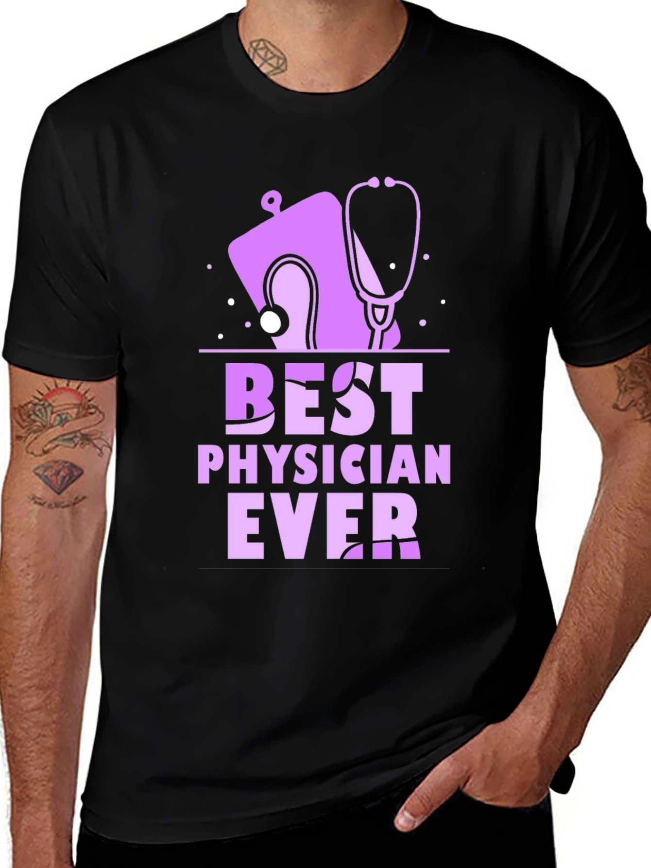 Black Best Physician Ever T-Shirt - Medical Doctor Appreciation Gift main image