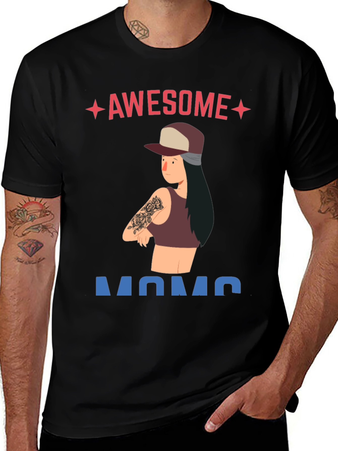 Awesome Mom T-Shirt - Tattooed Woman Design