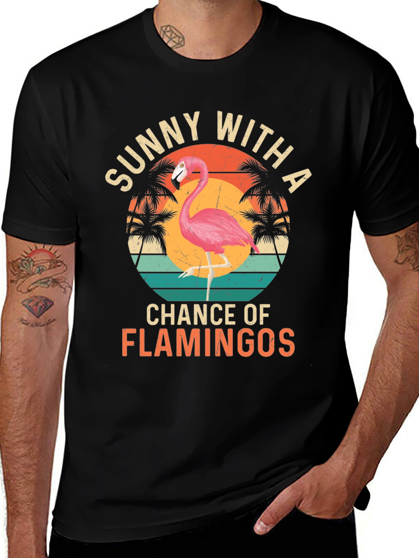 Variant 6 of Sunny With A Chance of Flamingos Graphic T-Shirt