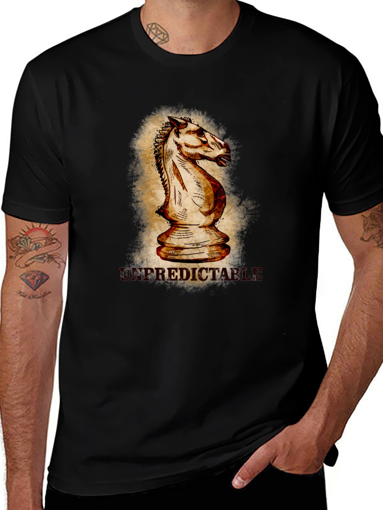 Variant 30 of Unpredictable Knight Chess Piece Graphic T-Shirt