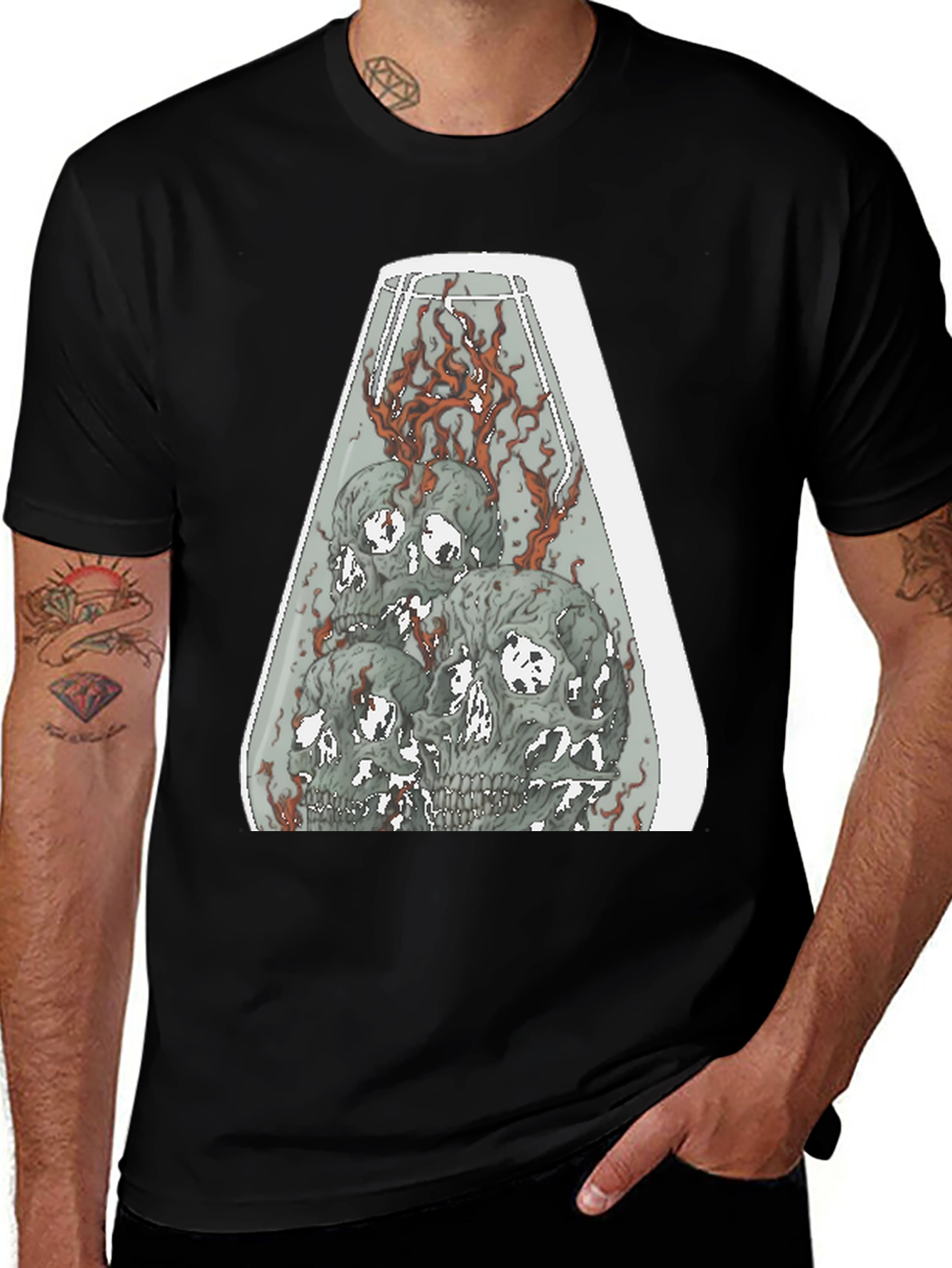 Variant 8 of Skull Lava Lamp Graphic Tee - Black