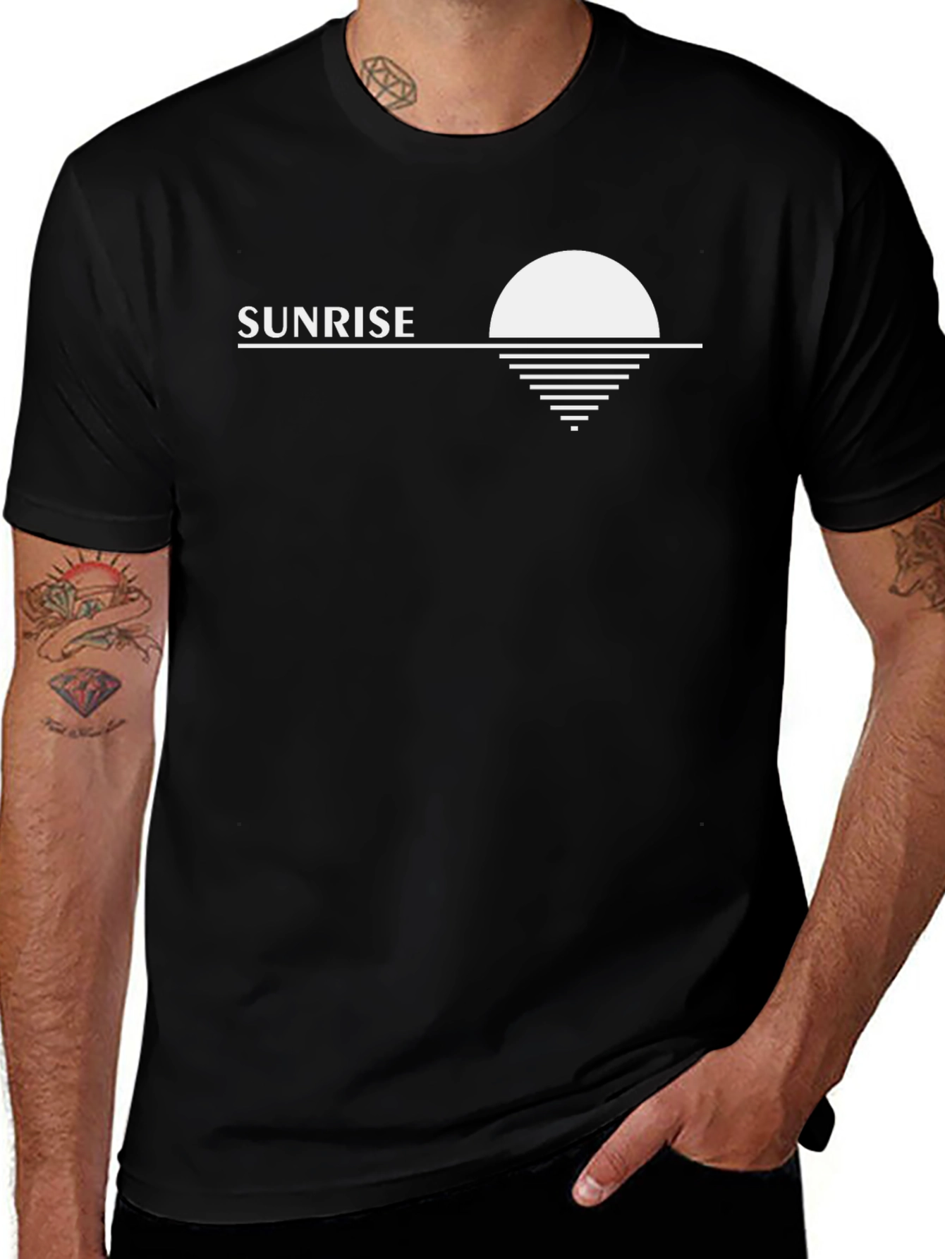 Variant 7 of Sunrise Graphic Tee - Stylish Black Cotton T-Shirt