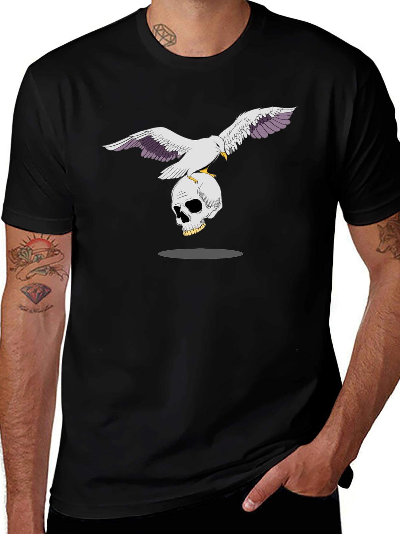Variant 7 of Skull & Eagle Graphic Tee - Black Cotton T-Shirt