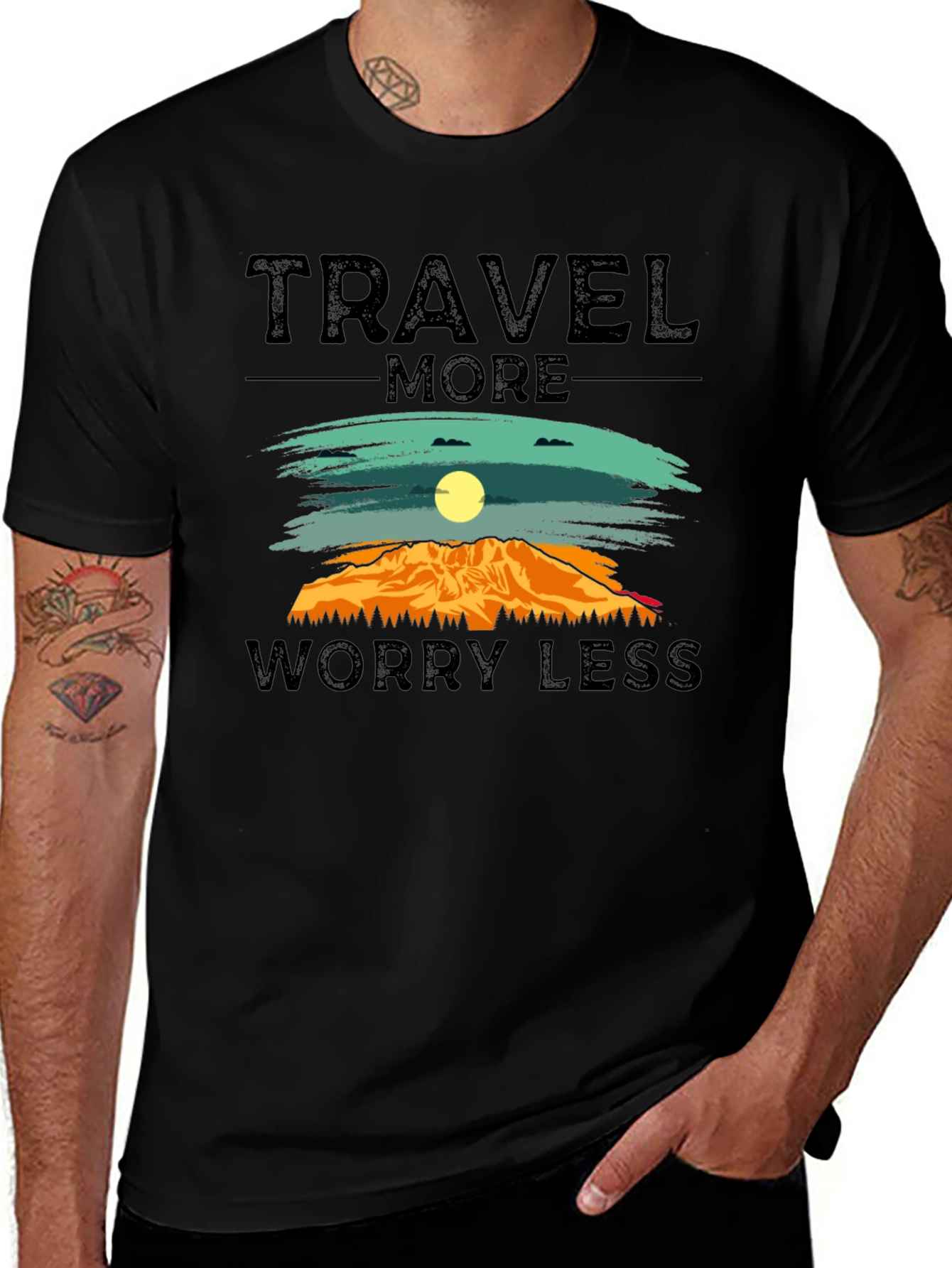 Variant 25 of Travel More Worry Less Graphic T-Shirt