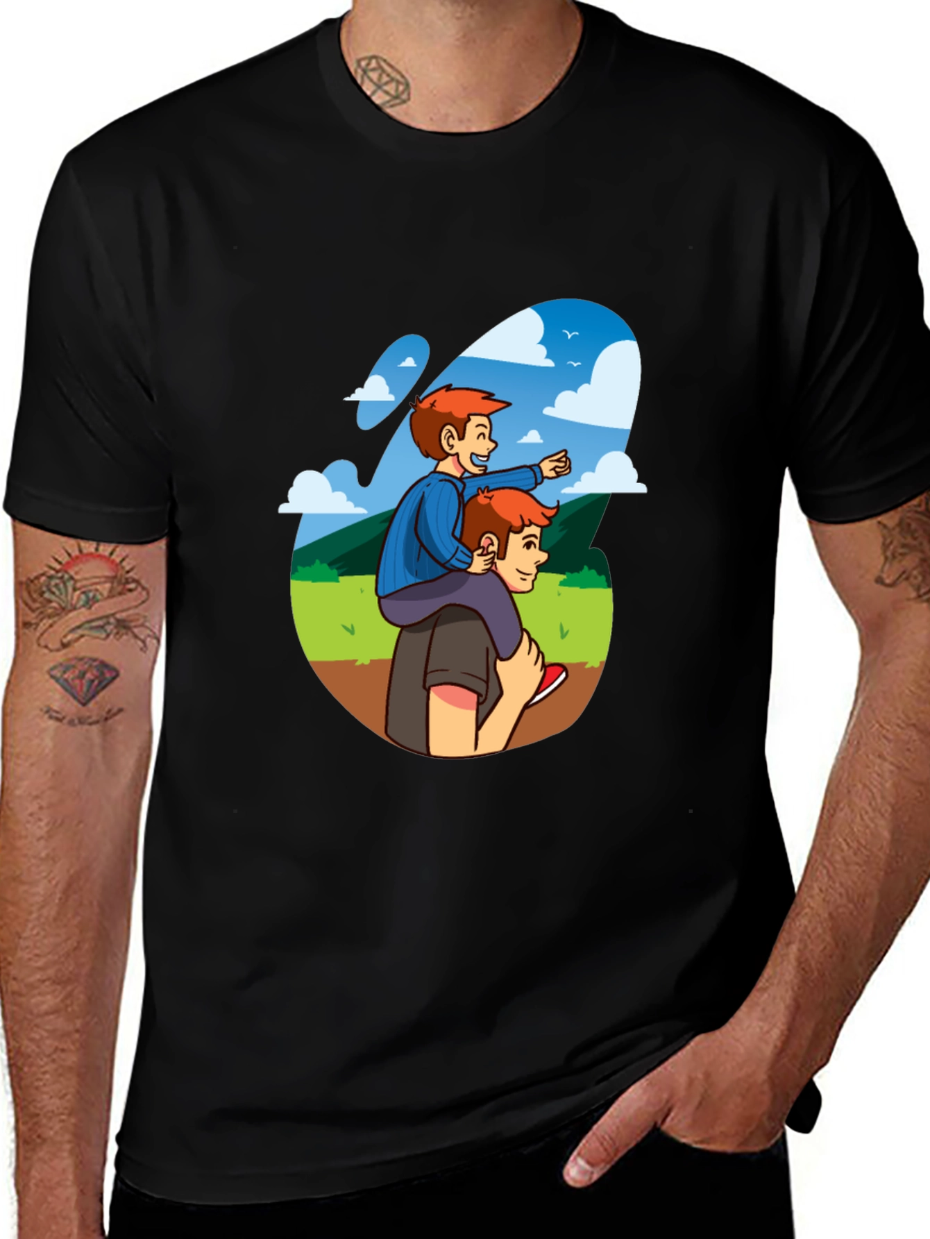 Father & Son T-Shirt - Cartoon Design