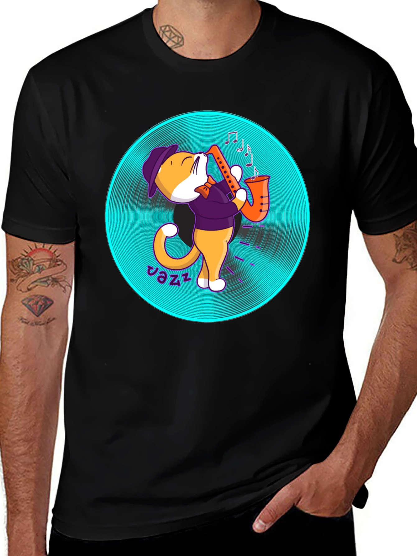 Variant 4 of Jazz Cat T-Shirt - Cool Musician Tee