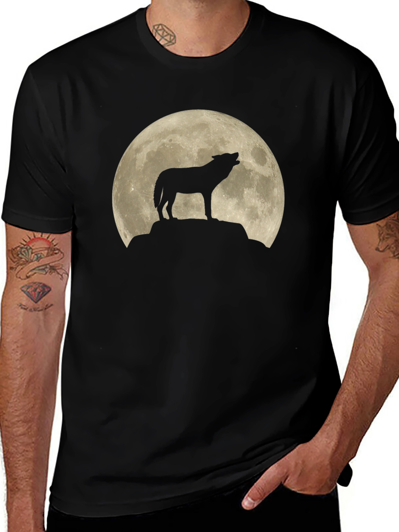 Variant 14 of Wolf Moon Silhouette T-Shirt - Black