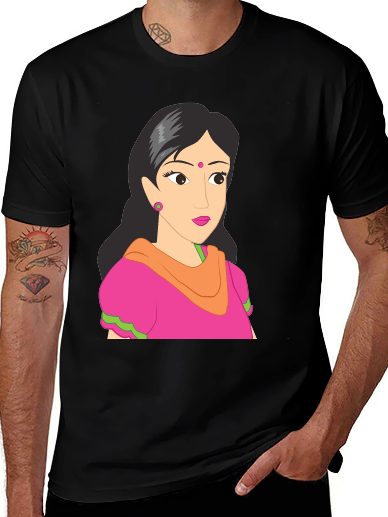 Black Cartoon Graphic T-Shirt - Black main image