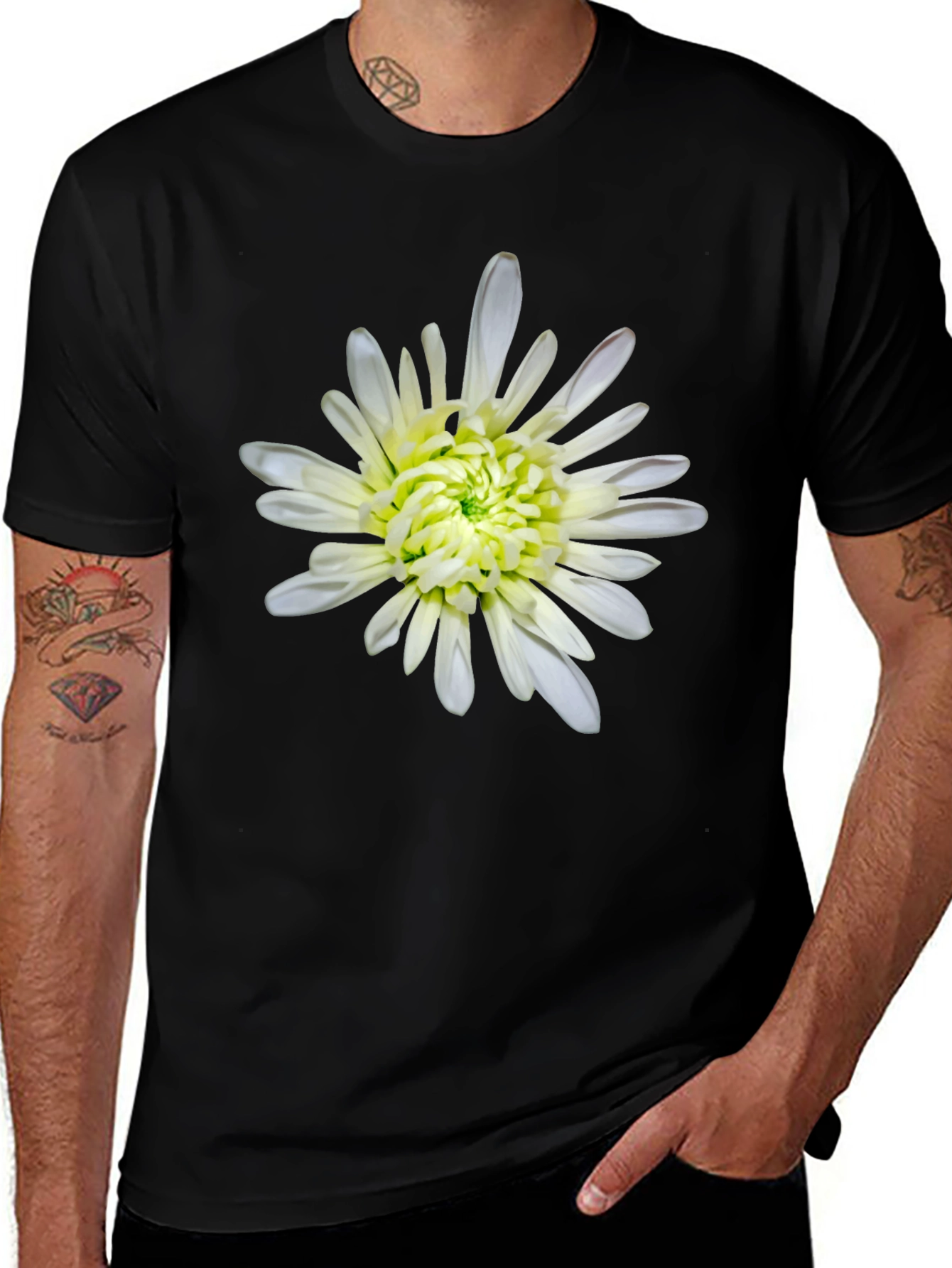 Variant 16 of Floral Print Black T-Shirt