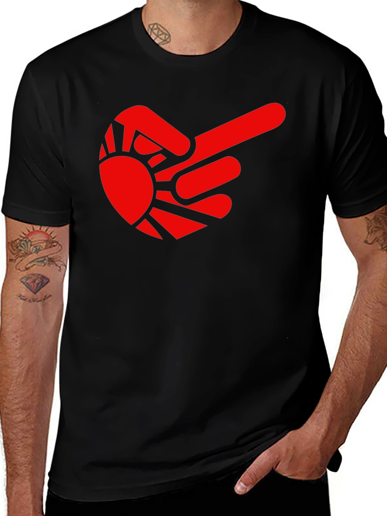 Sun Finger Point Graphic Tee - Modern Style