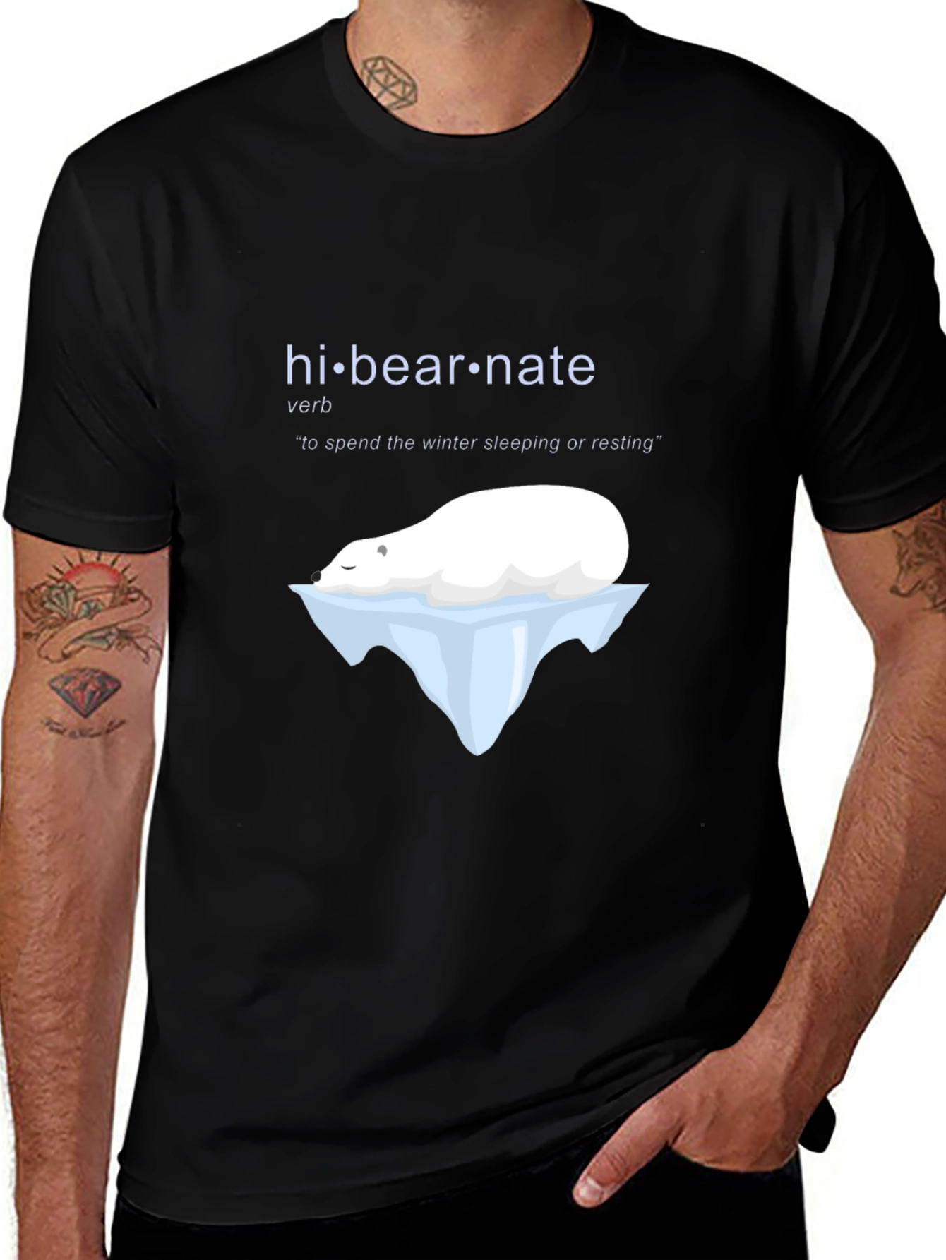 Hi-Bear-Nate Black Graphic T-Shirt
