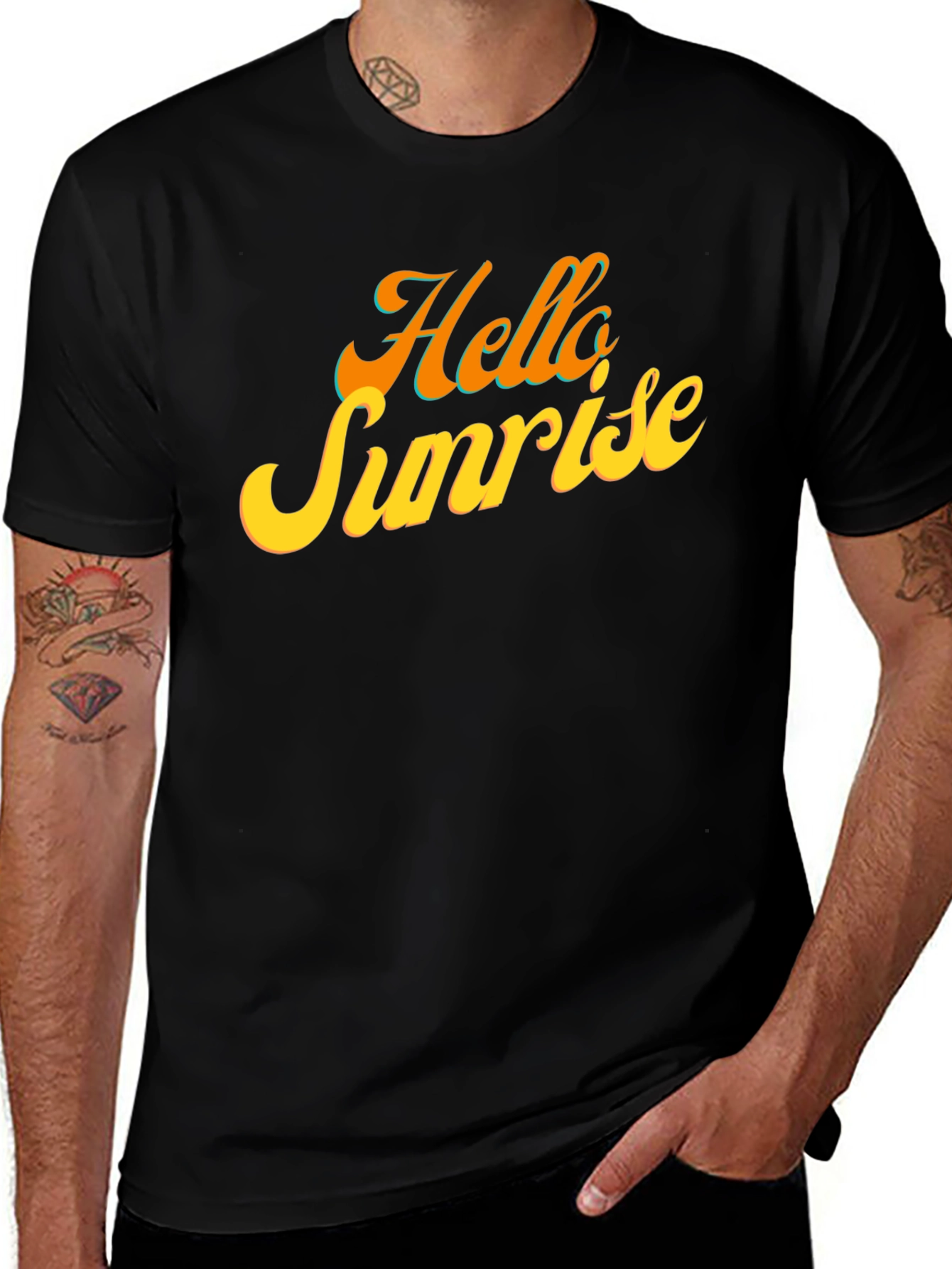 Variant 28 of Hello Sunrise Black T-Shirt