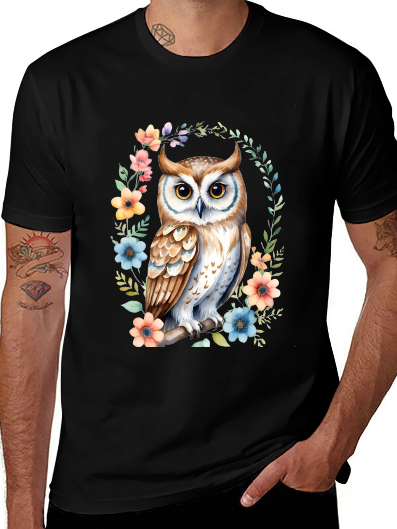 Variant 9 of Owl Floral Graphic Tee