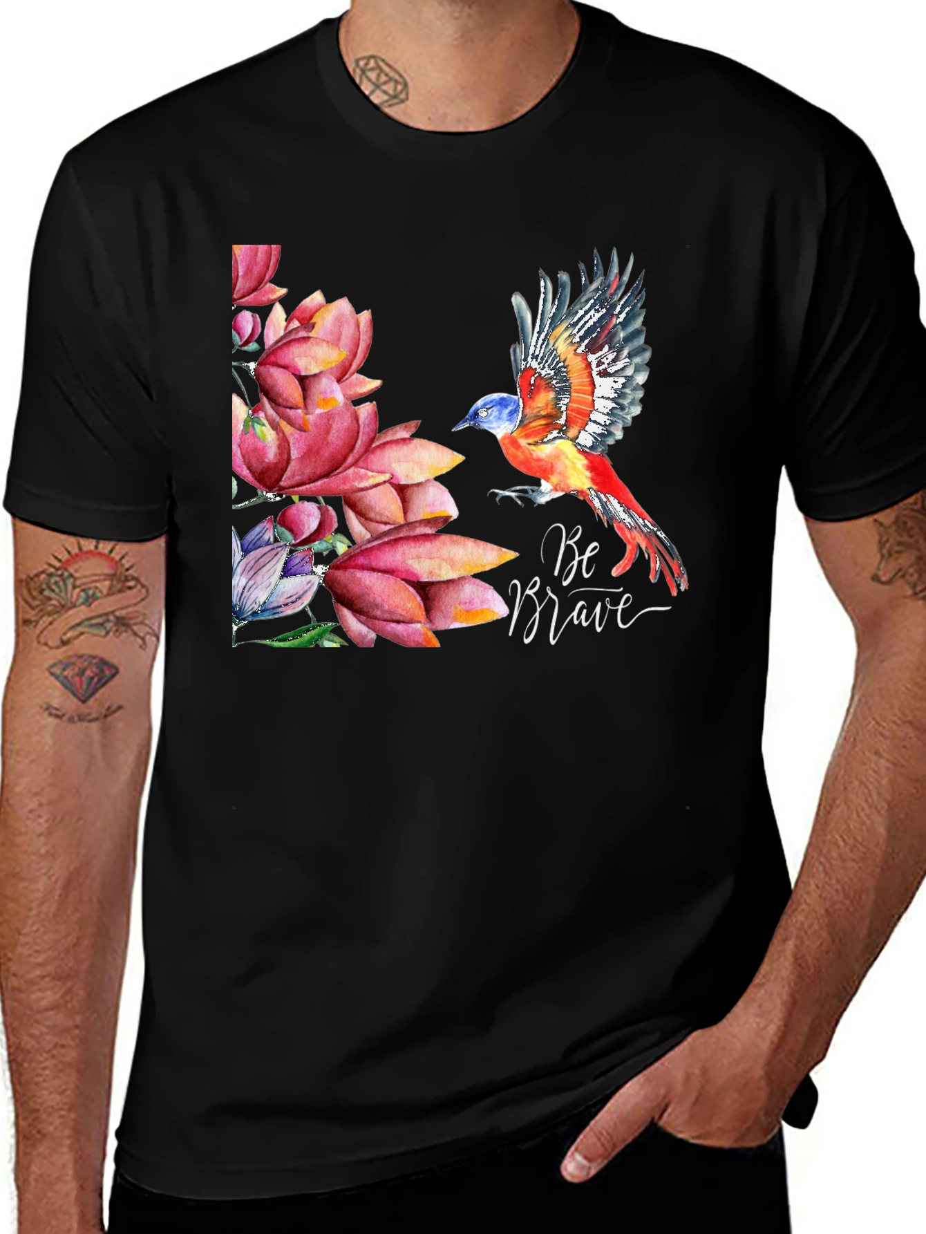 Variant 18 of Be Brave Bird & Floral T-Shirt