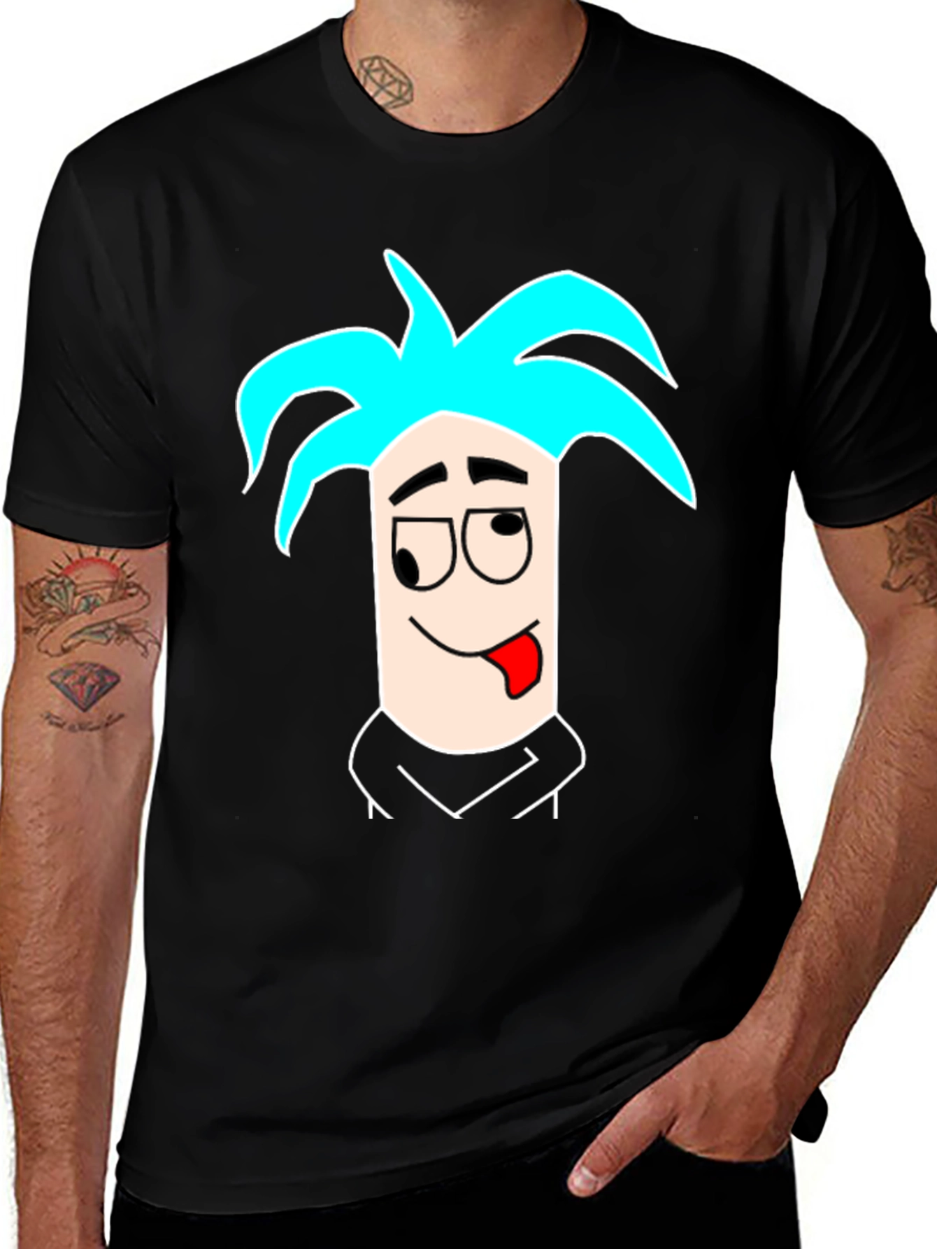 Cartoon Character Graphic Print Black T-Shirt