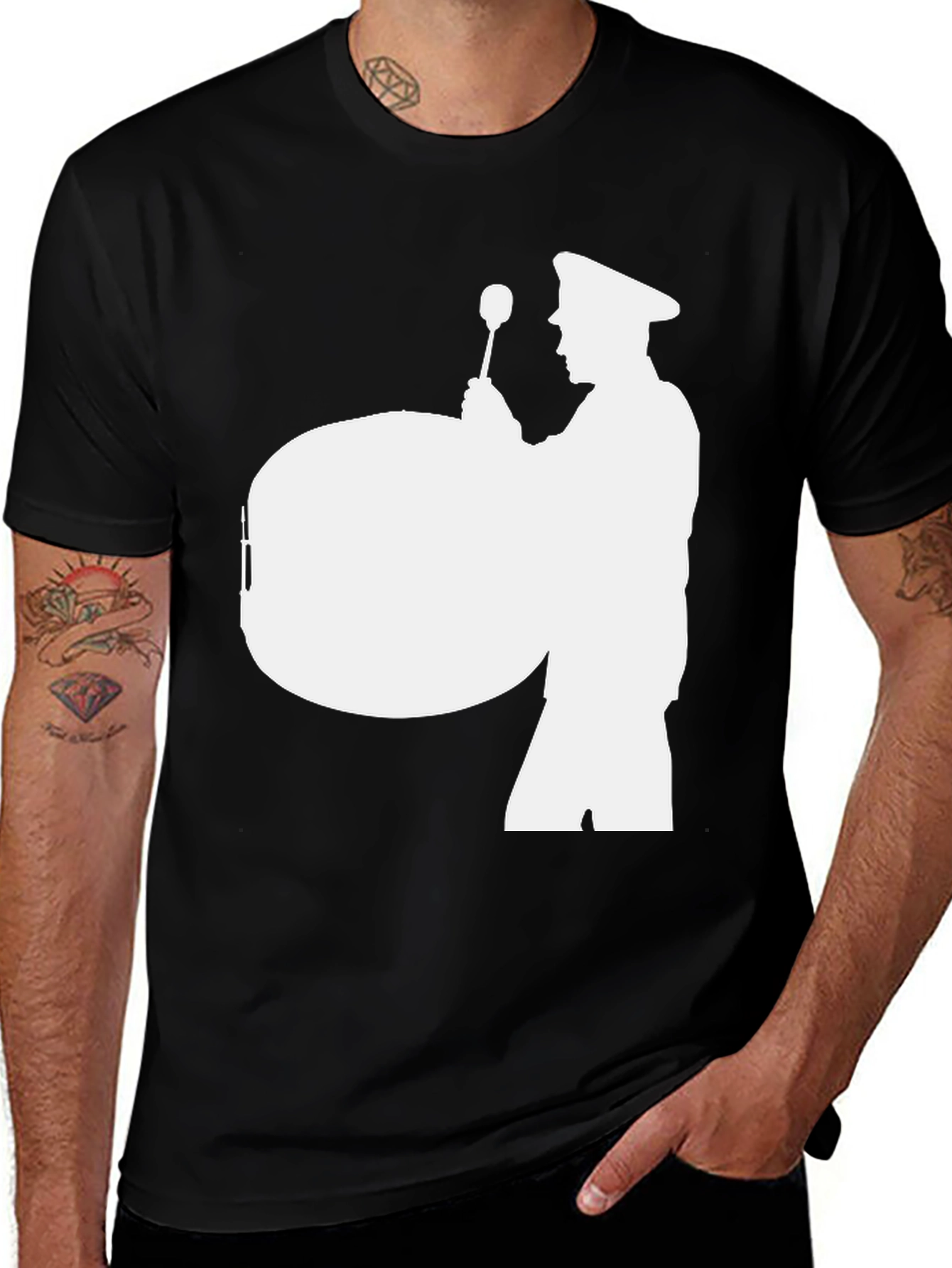 Variant 26 of Drummer Silhouette Graphic Tee - Unisex Black T-Shirt