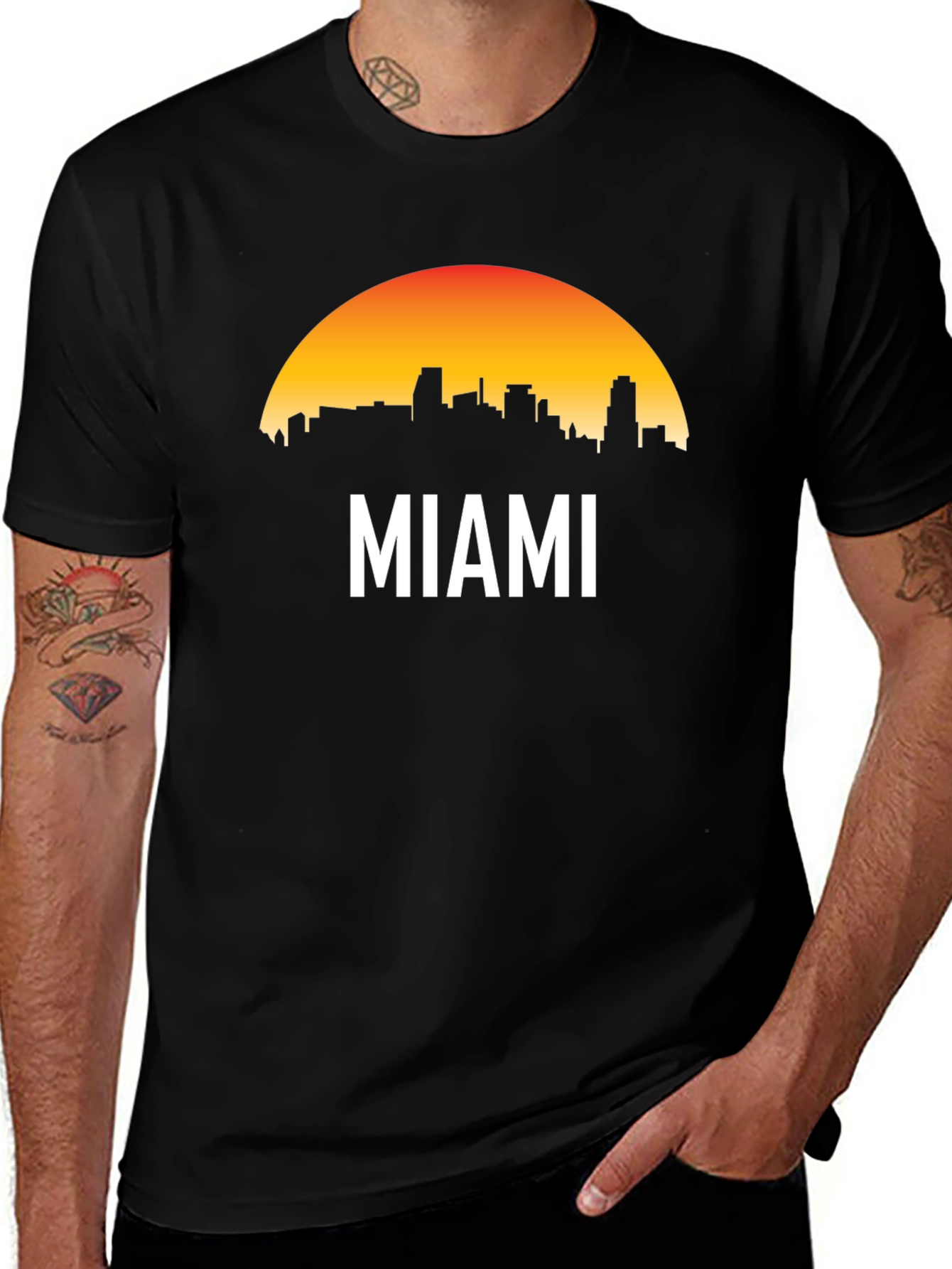 Miami Skyline Graphic Black T-Shirt