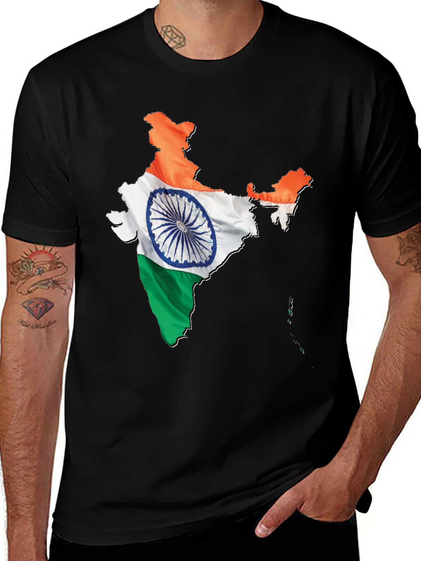 India Flag Map Graphic Print Men's T-Shirt