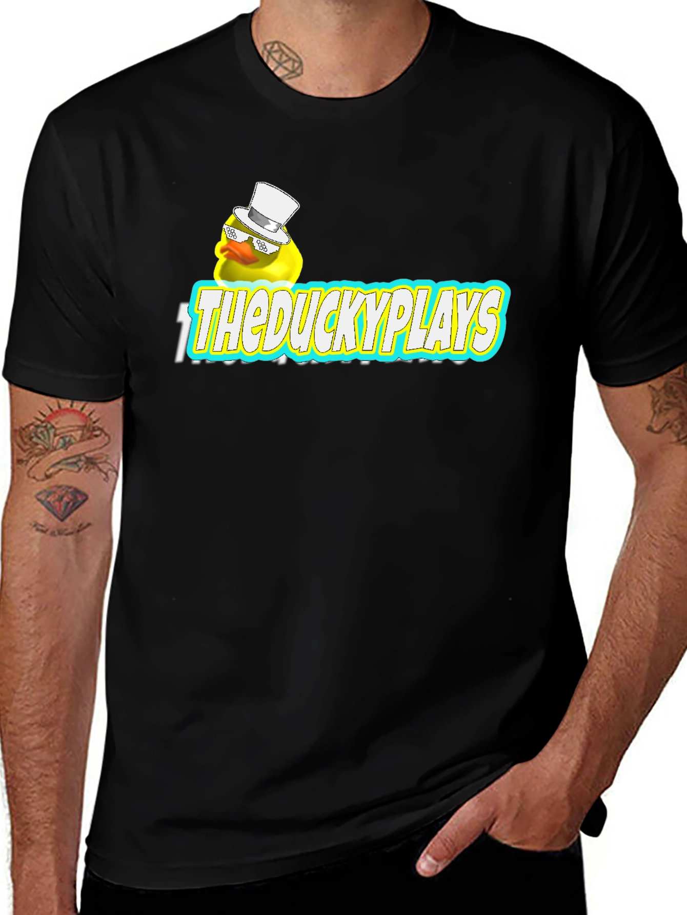 TheDuckyPlays Black Cotton Graphic Tee